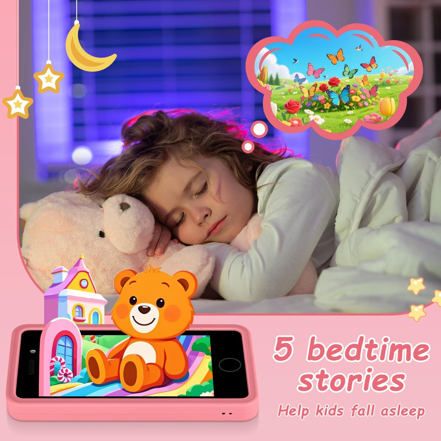 3.97" Touchscreen Kids Toys Smart Phone, Kids Phone with Games & Dual Camera, Toddler Toys Phone, Boys and Girls Learning Toy Phone for 3-9 Years Old (Pink)