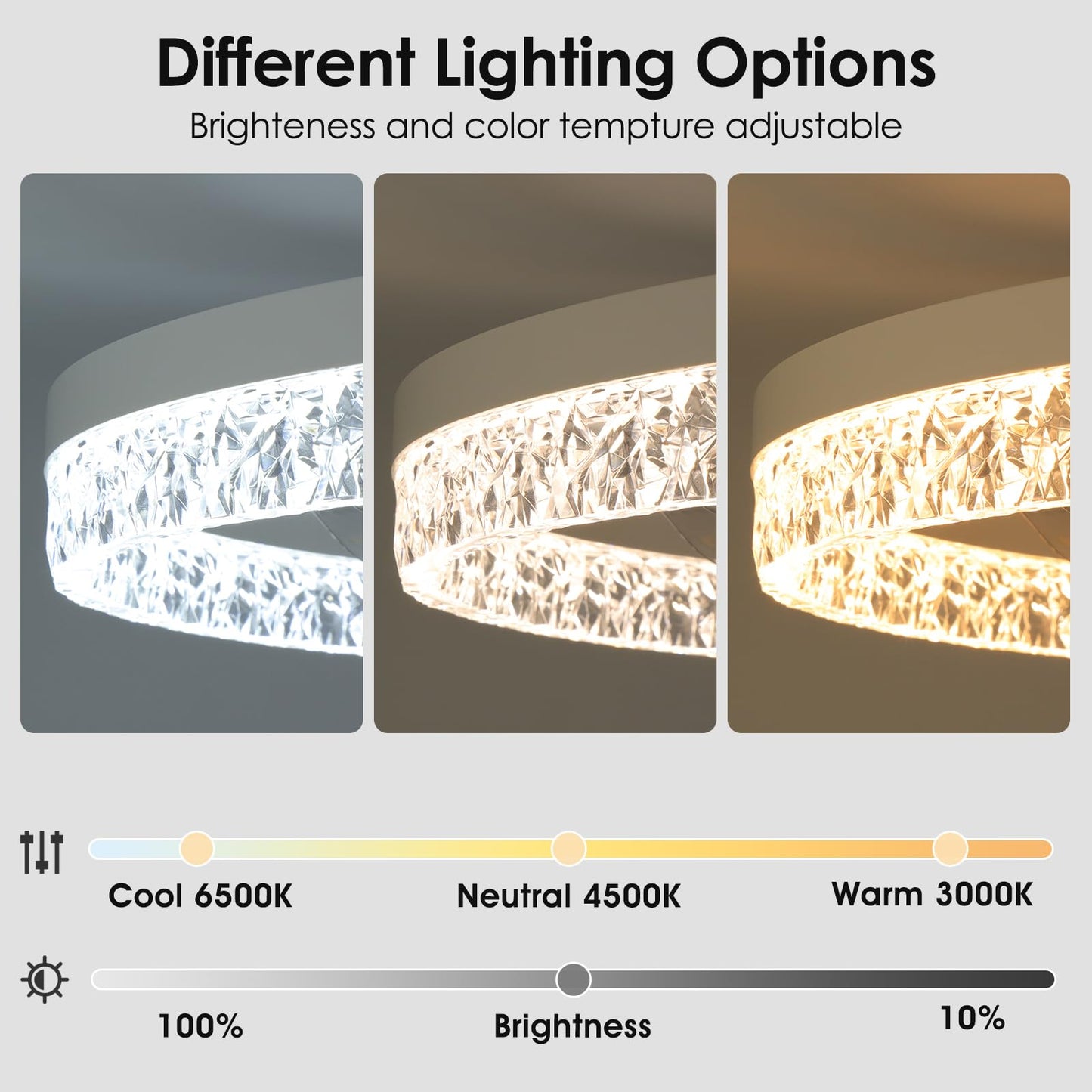 Ceiling Fans with Lights，18" Low Profile Ceiling Fan with APP and Remote Control, 3000-6000K & Brightness Dimmable Fandelier Flush Mount LED Fan Light For bedroom,office Living room- Diamond White