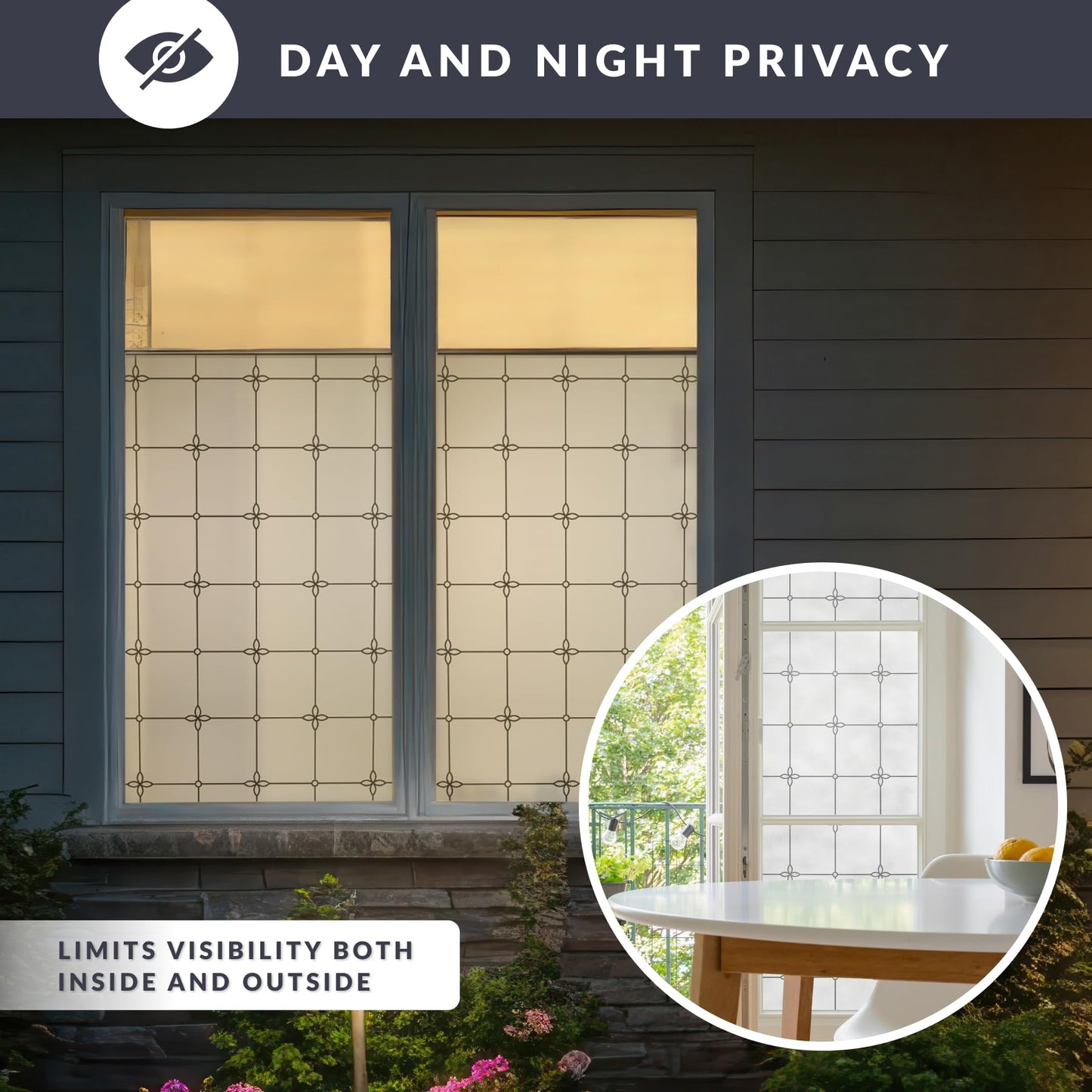 Victoria Window Privacy Film by Artscape - Textured Leaded Glass Design, Static Cling, Allows Natural Light in, UV Protection, Non-Adhesive Water-Applied Installation, Made in USA - 36 x 72 Inch