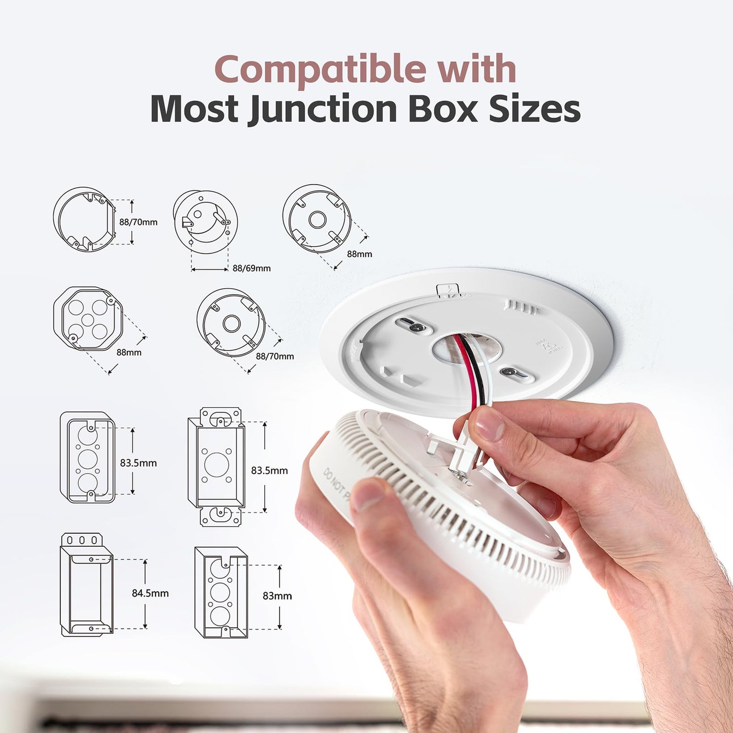 5 Packs Hardwired Smoke Detector Carbon Monoxide Detector Combo, Hardwired & Wireless Interconnected Smoke and Carbon Monoxide Alarm with Voice Alerts,Replaceable Battery Backup