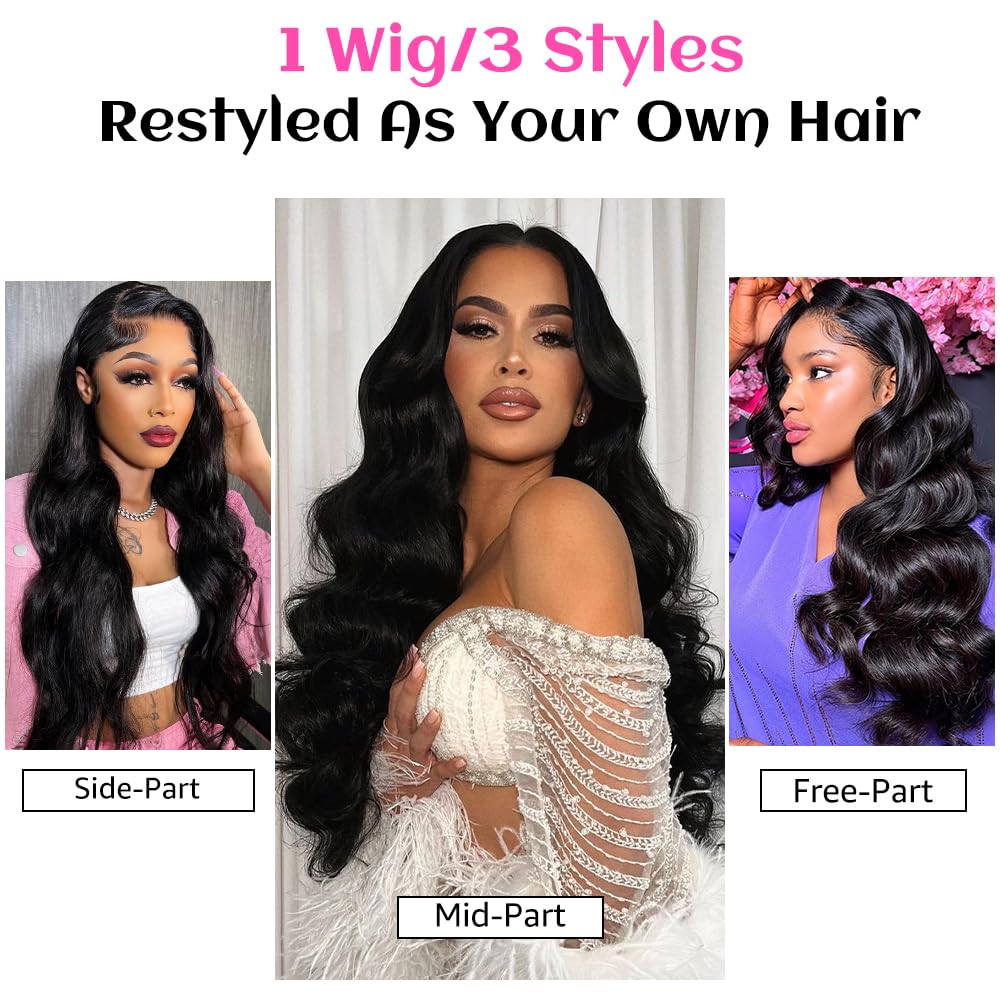 YUNXING 30 Inch 13x6 Body Wave Lace Front Wigs Human Hair Pre Plucked 200% Density HD Lace Frontal Wigs Human Hair For Women 10A Body Wave Glueless Wigs Human Hair With Baby Hair
