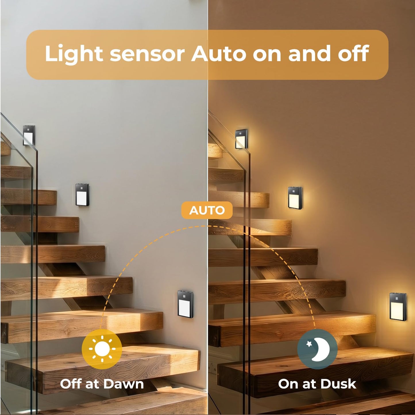 VST Motion Sensor Step Night Light, Rechargeable Battery Powered Led Light with Magnetic Suck Installation for Bedroom Hallway Stair Nursery Kids Room (2.68 inch 3000K 6Pack Black)