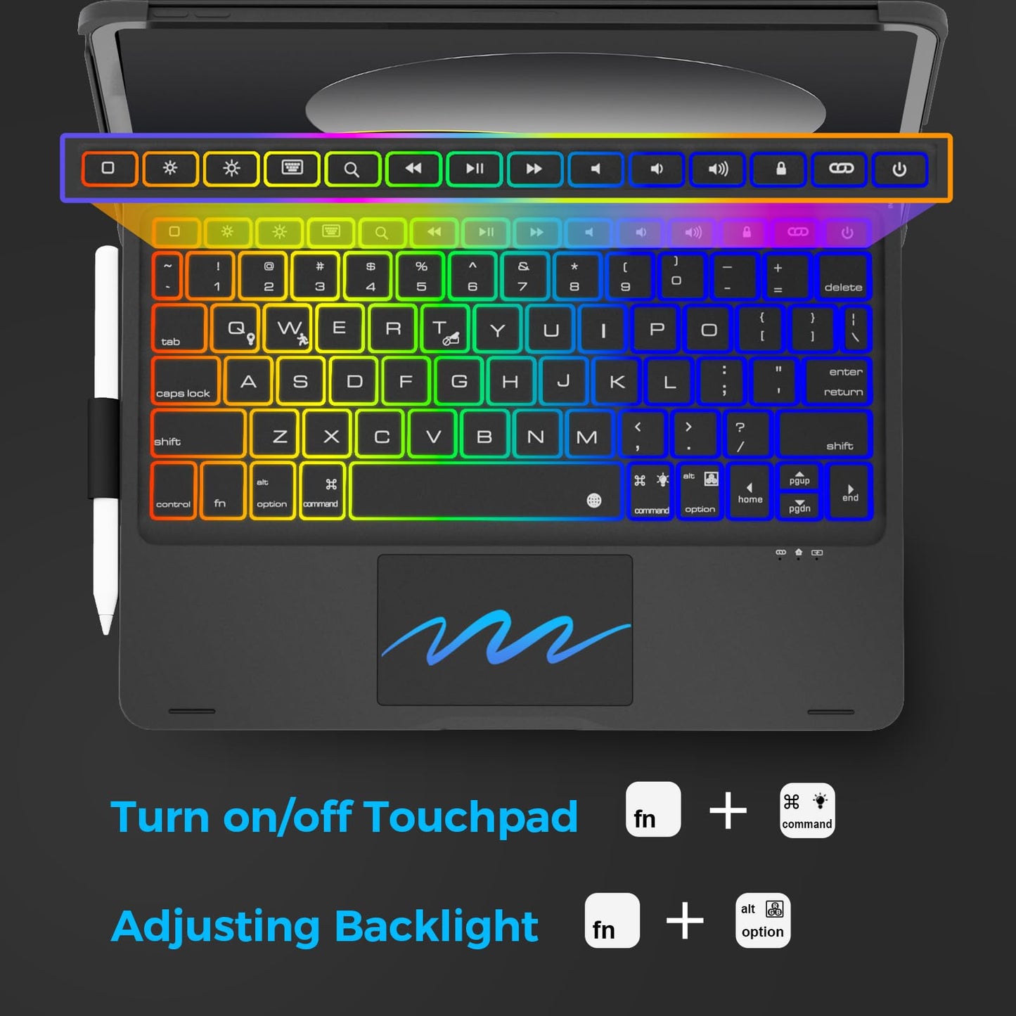 NOKBABO for iPad 10th & 11th (A16) Generation Case with Keyboard,iPad Air 11 Keyboard(M3/M2), Keyboard for iPad Pro 11 (4th/3rd/2nd/1st) & iPad Air 5/4th, Trackpad,360°Swivel, Backlit - Matt Black