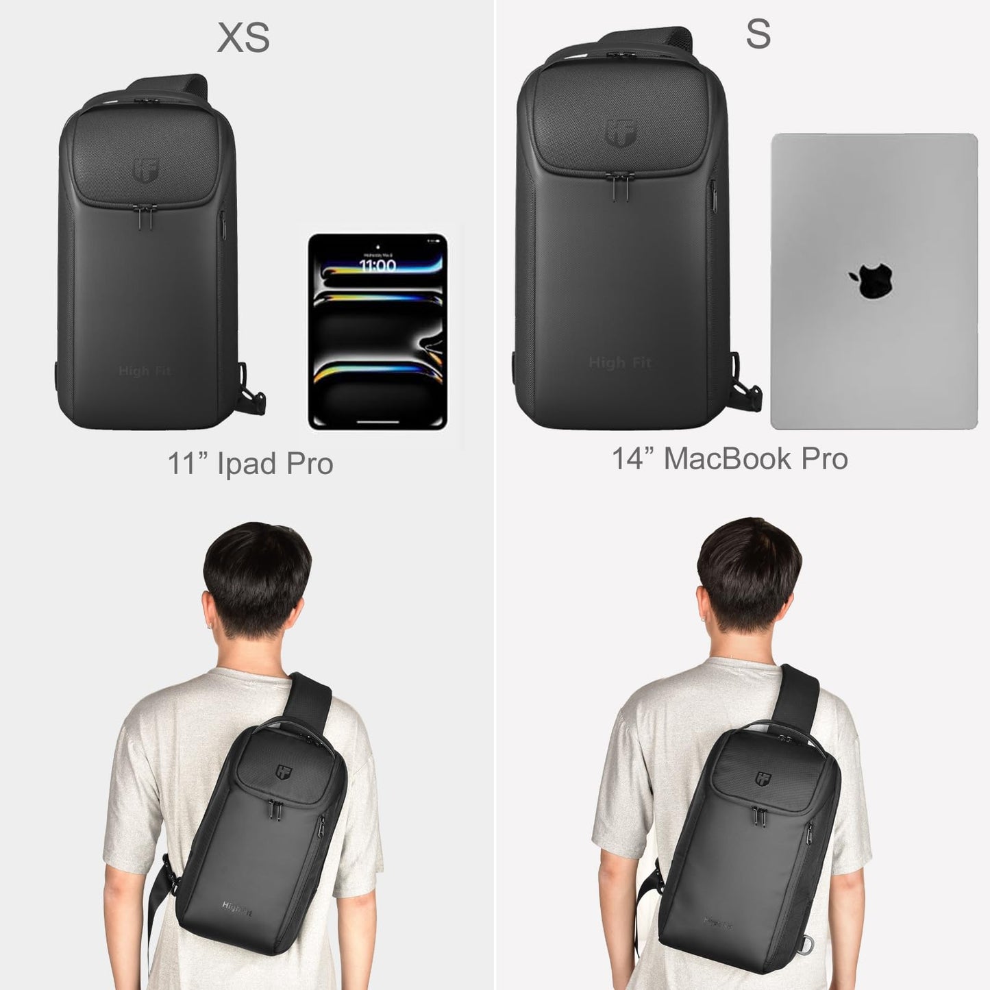 HIGH FIT 7L Sling Bag Crossbody Backpack Compact EDC Daypack for Men Minimalist Chest Shoulder bag 14" MacBook Pro M4, 13" MacBook Air/Pro