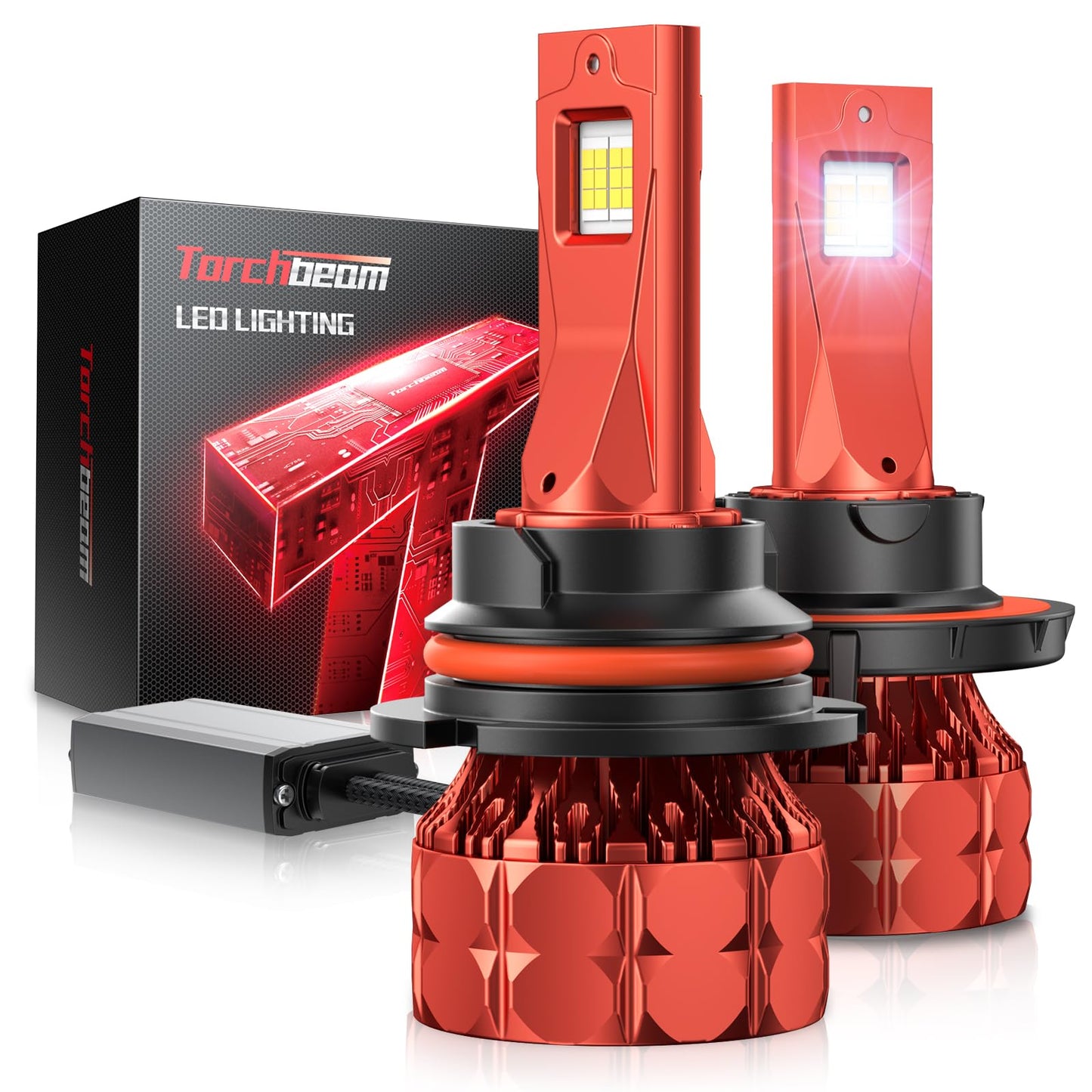 Torchbeam 9007/HB5 Bulbs T7 Series, 68,000LM 900% Ultra Brighter Light Bulbs, 6500K 9007 Light with High Speed Fan, 5Min Quick Installation Fog Light, 60000 Hours Lifelong, Pack of 2