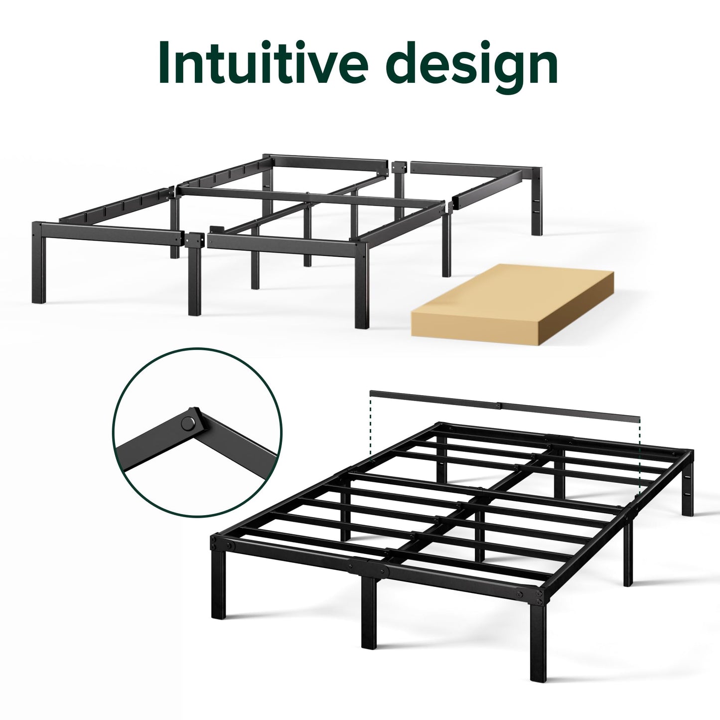 Zinus 14 Inch Elias Metal Platform Bed Frame, Steel Support, No Box Spring Needed, Easy Assembly, Twin