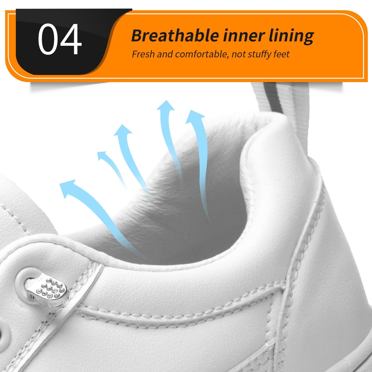 V-Janiffy Women's White Non Slip Work Shoes, White Food Service Slip Resistant Work Shoes, White Women's Nursing Shoes.
