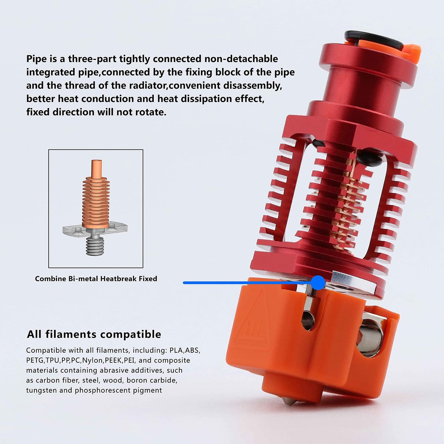 Upgrade Red Lizard k1 V6 Dragon Hotend Plated Copper Nozzle Block Compatible with Voron 2.4 0.1 CR10 Ender 3 V2 Pro Ender 5 Prusa I3 MK3s Titan DDB Extruder 3D Printer