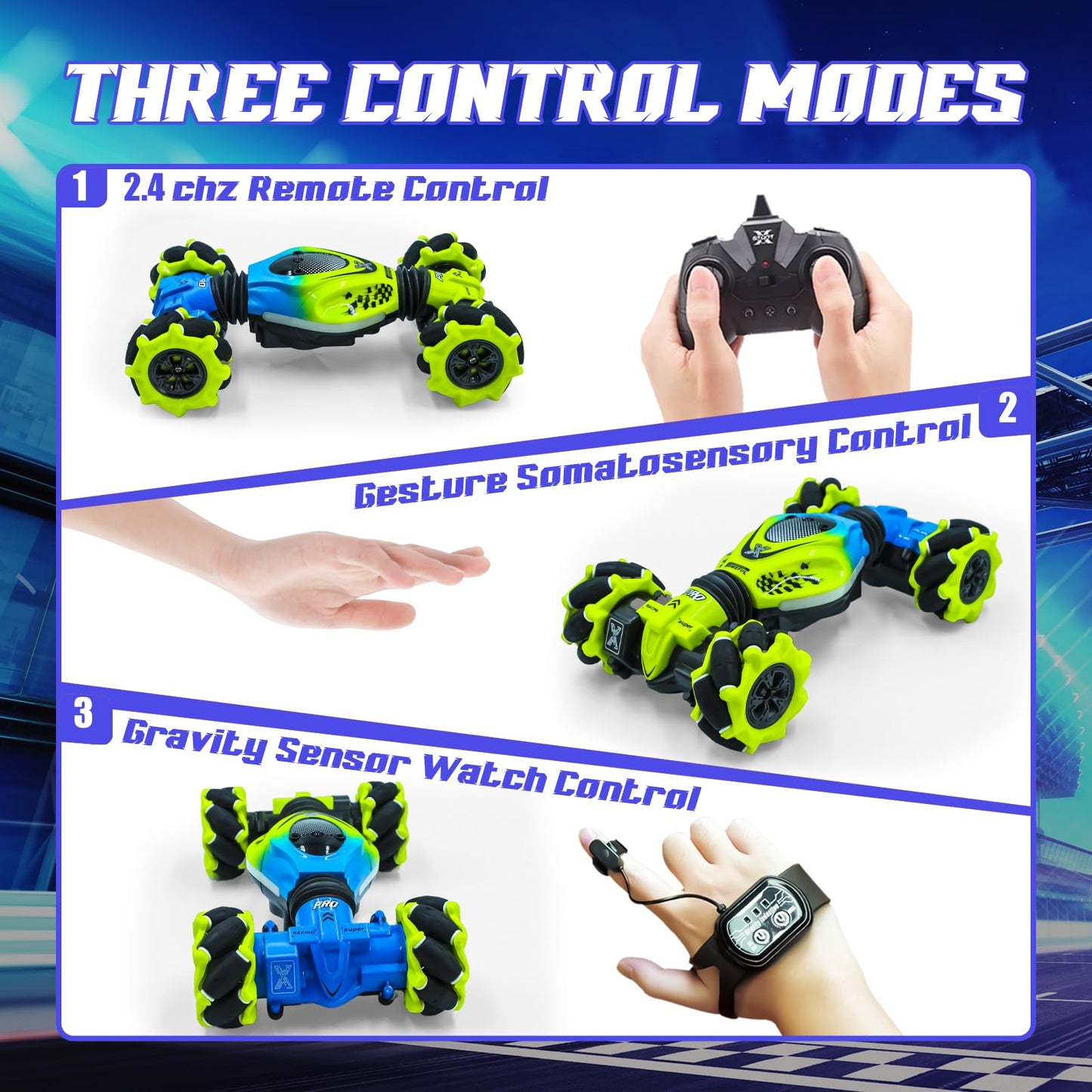 XUERENTECH Gesture RC Car for Boys Girls 6-12 Year 4WD Remote Control Car 360° Rotate Off-Road Drift Hand Controlled Twist Cars with Light Music for Kids Toy Birthday Xmas Gift