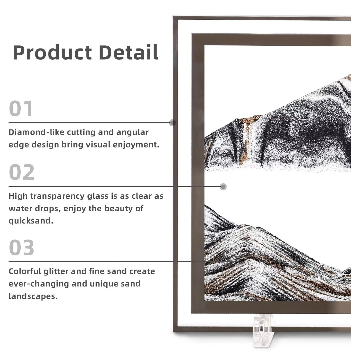 LCDOCLAK Moving Sand Art Picture,Dynamic Sand Picture,3D Desktop Art for Home Office Decoration