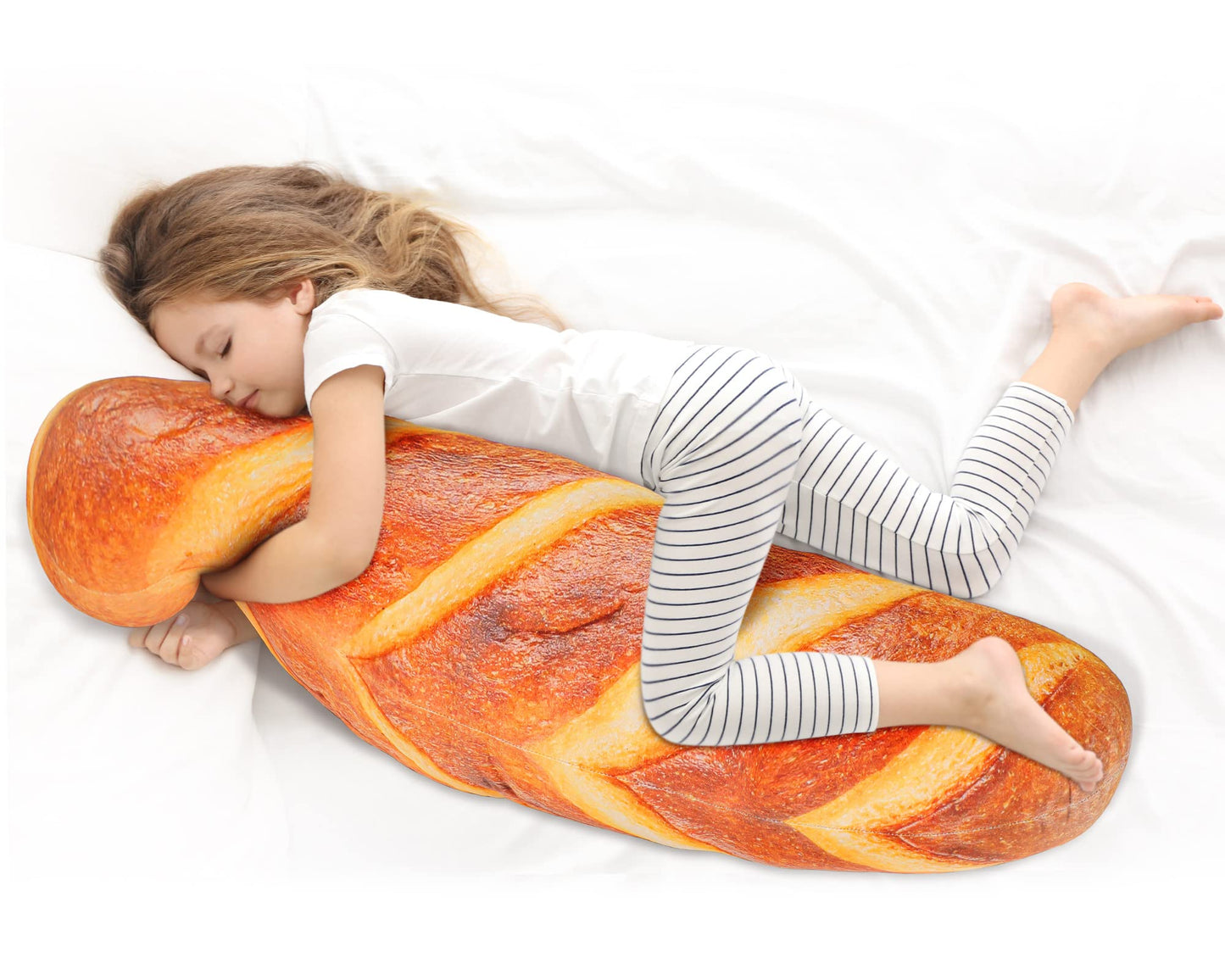 Yookeer 3D Simulation Bread Pillow 47.24 Inches Funny Food Pillow Giant Baguette Cushion Bread Body Plush Food Cushion for Valentine's Day Sleeping Decor
