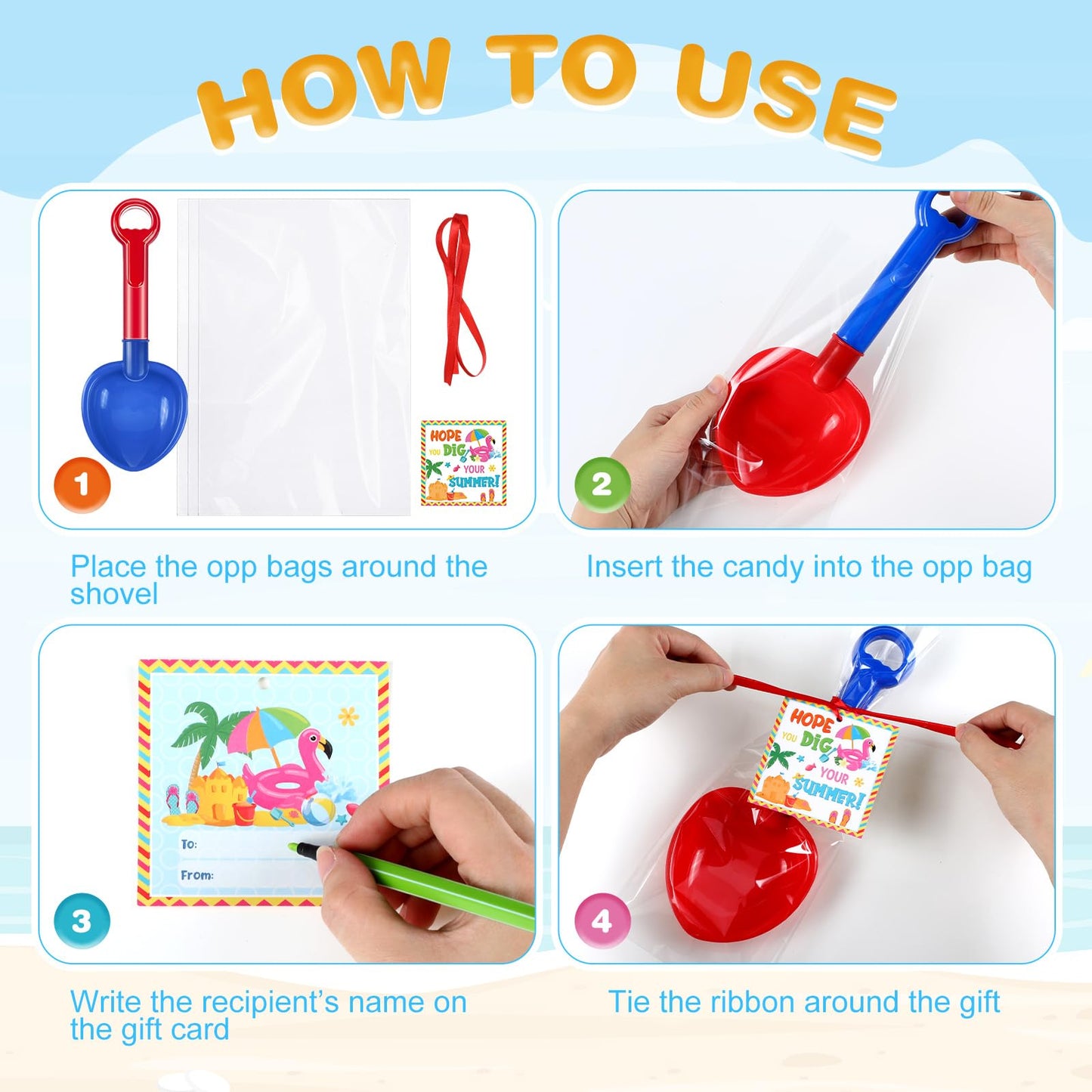 Capoda 24 Set Graduation Plastic Shovels with Graduation Gift Cards Red String Candy Bags Grad Dig Your Summer Gifts for Boys and Girls Classroom Exchange Prizes 2024 Graduation Party Favor Supplies