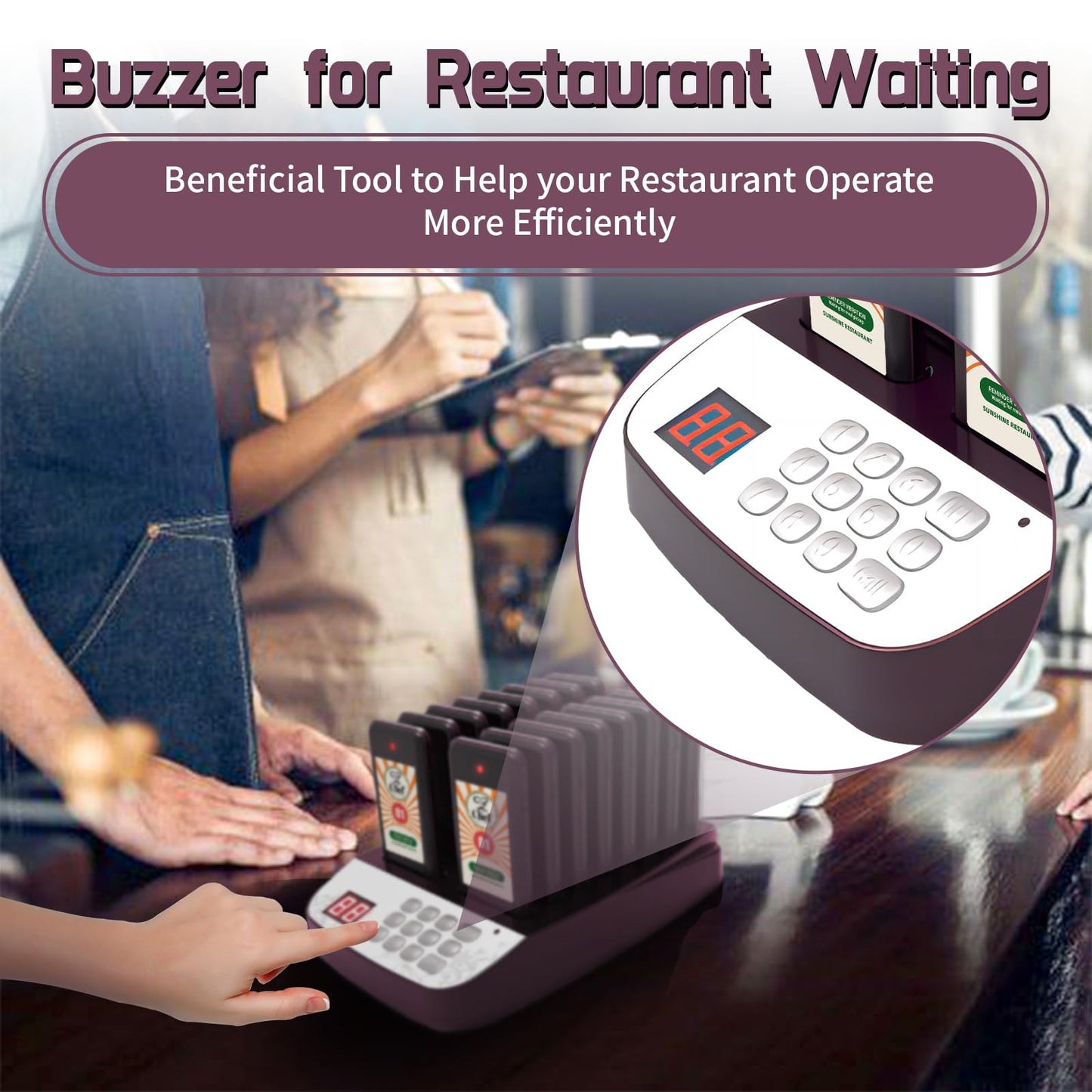 PANDAAR Beepers for Restaurants,Restaurant Buzzer System,16 Pagers with Vibration, Flashing and Buzzer,Lineup Waiting Queue Pagers for Restaurant Food Truck Church Nursery