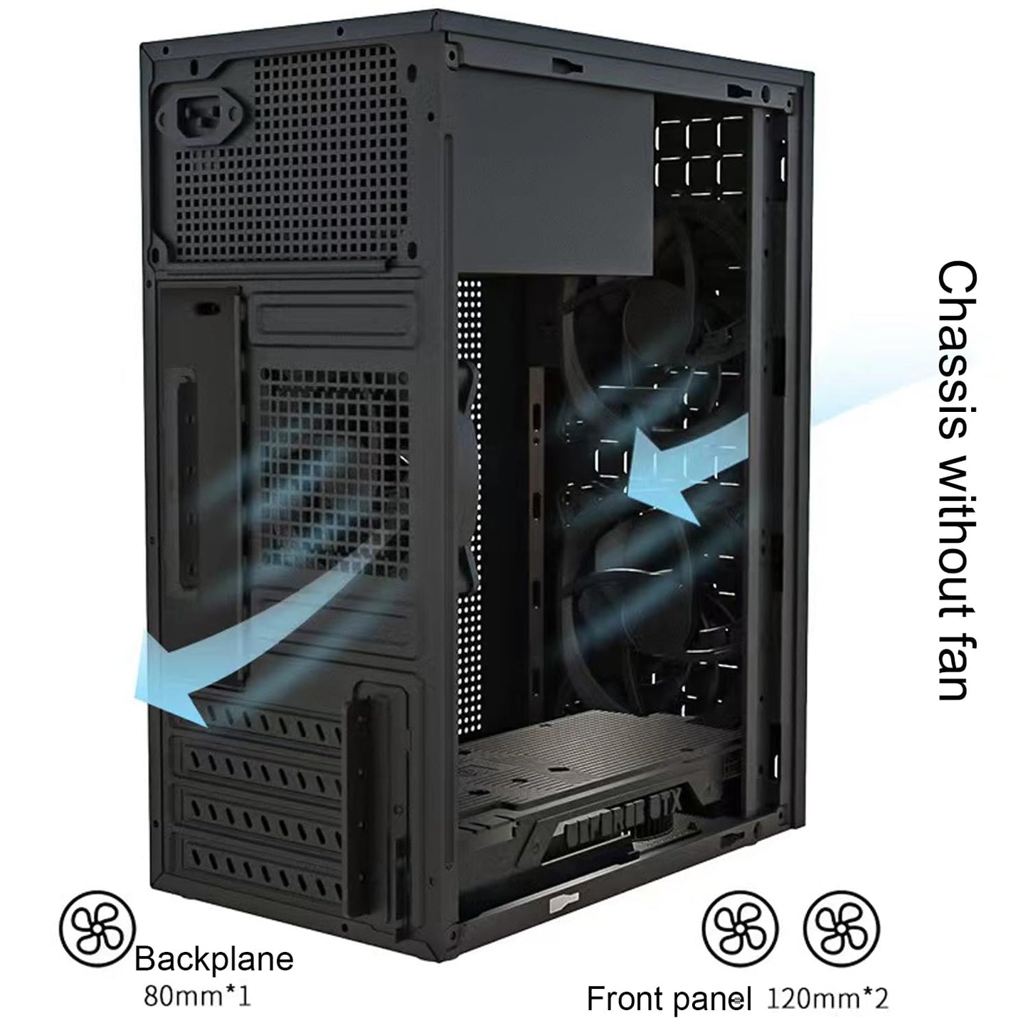 matx case,itx case,High Airflow Micro ATX PC Case, Support MATX, Mini-ITX, Micro ATX case Slim with USB3.0x1 I/O Port, Black Without Fans