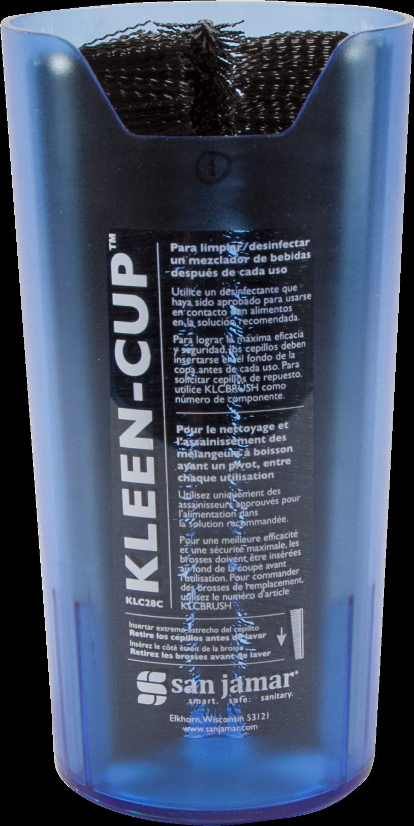 San Jamar KLC28C Kleen Spindle Mixer Sanitizing Cup, 4" Diameter x 7-3/4" Height