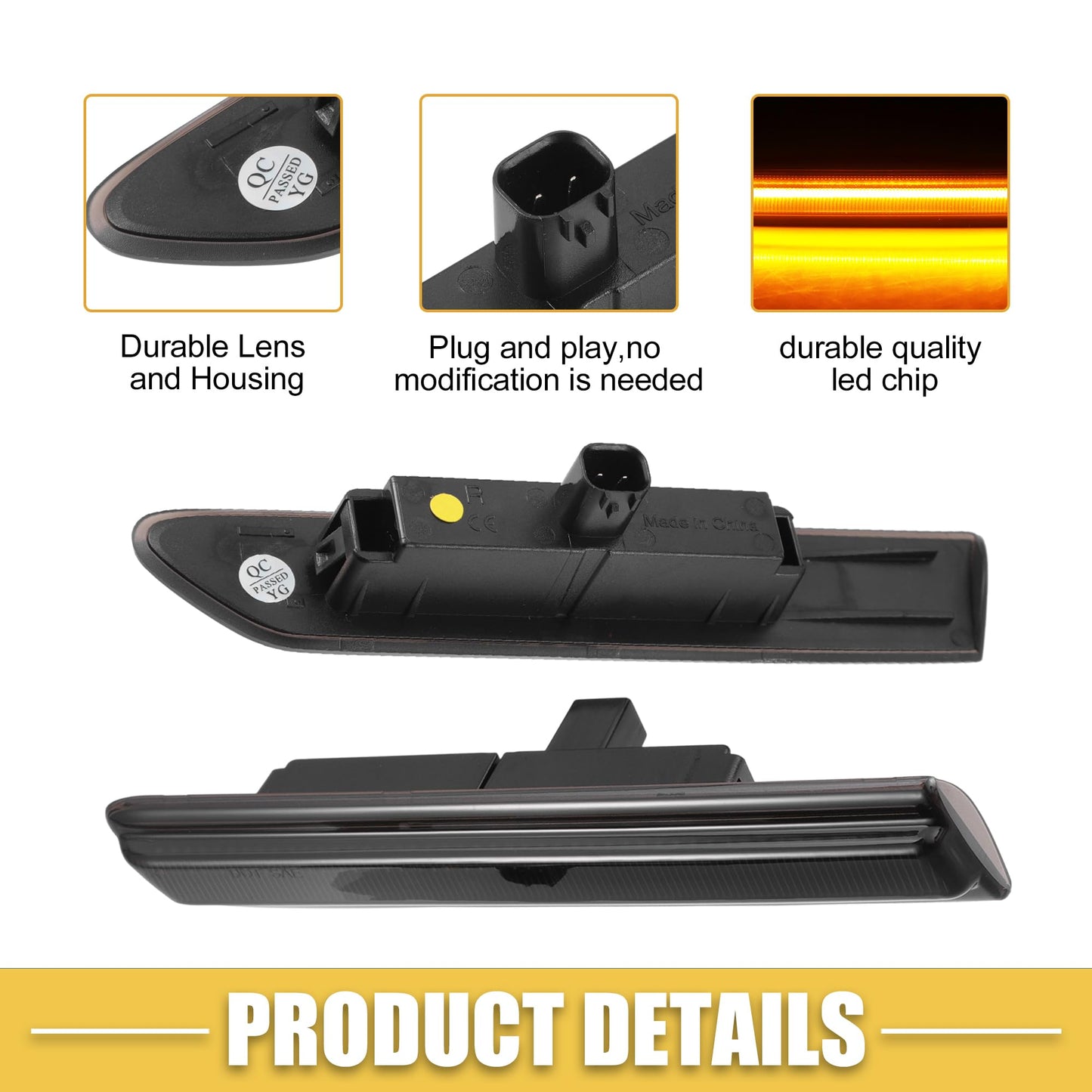 A ABSOPRO LED Side Marker Light 33655-SEP-A01 Front Rear Turn Signal Lights Fender Sidemarker Lamps for Acura TL Black Lens Amber Red LED Light 2 Pair