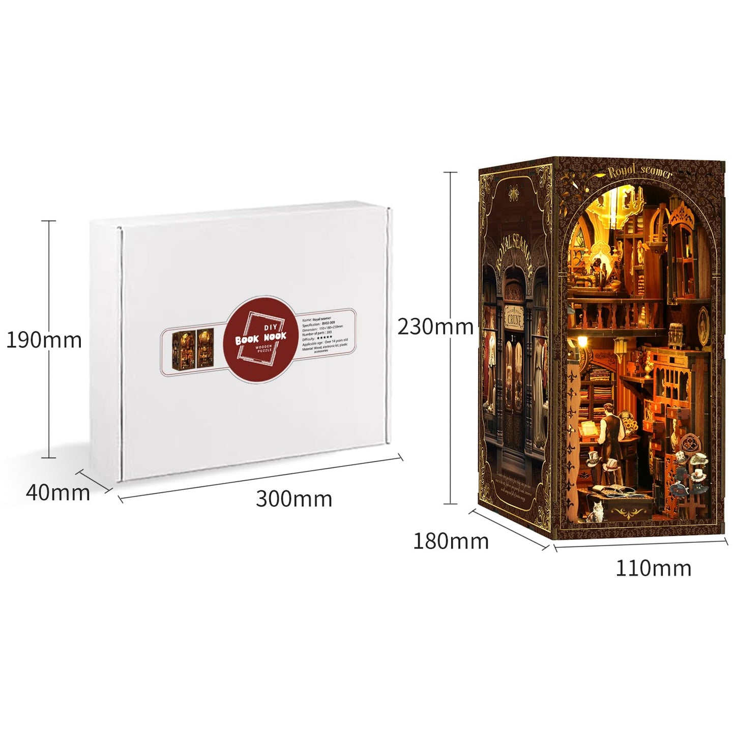 SUNNINO Book Nook Kit - DIY Miniature House Kit Doll House 3D Wooden Puzzles Book Nook Kits for Adults Creative Gift for Teens Family Friends