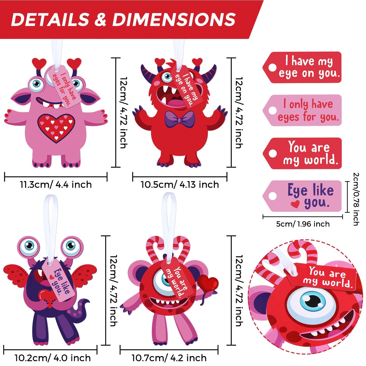 Sumind 60 Sets Valentine's Day Craft Kits DIY Ornament Valentine Game Activities Paper Craft Hanging Ornament for Valentines Day Decorations