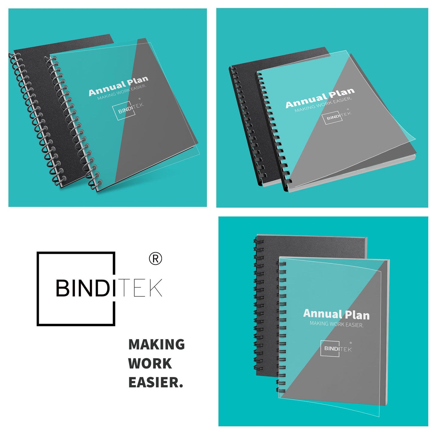 Binditek 200 Pack Binding Covers and Backs Set, 8.5 x 11 Inches, 100 Clear PVC (8Mil), 100 Sand-Textured Polycovers (12Mil), Letter Size