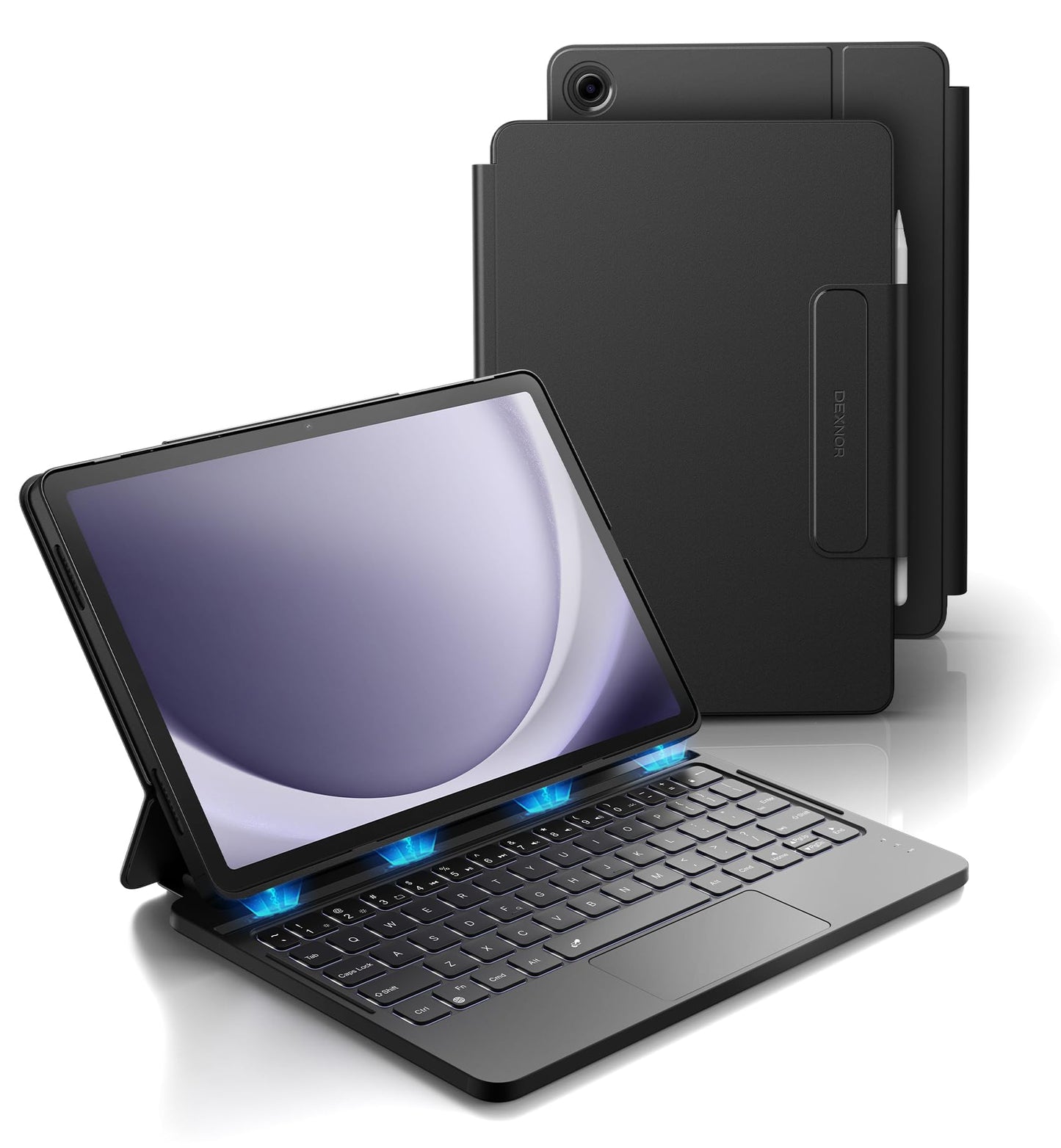 Dexnor for Samsung Galaxy Tab A9+ Plus Case with Keyboard, Ultra-Light Magnetic Folio Keyboard Cover with Multi-Touch Trackpad Backlit Stylus Holder for 11" Samsung Galaxy Tab A9+ Plus (2023), Black