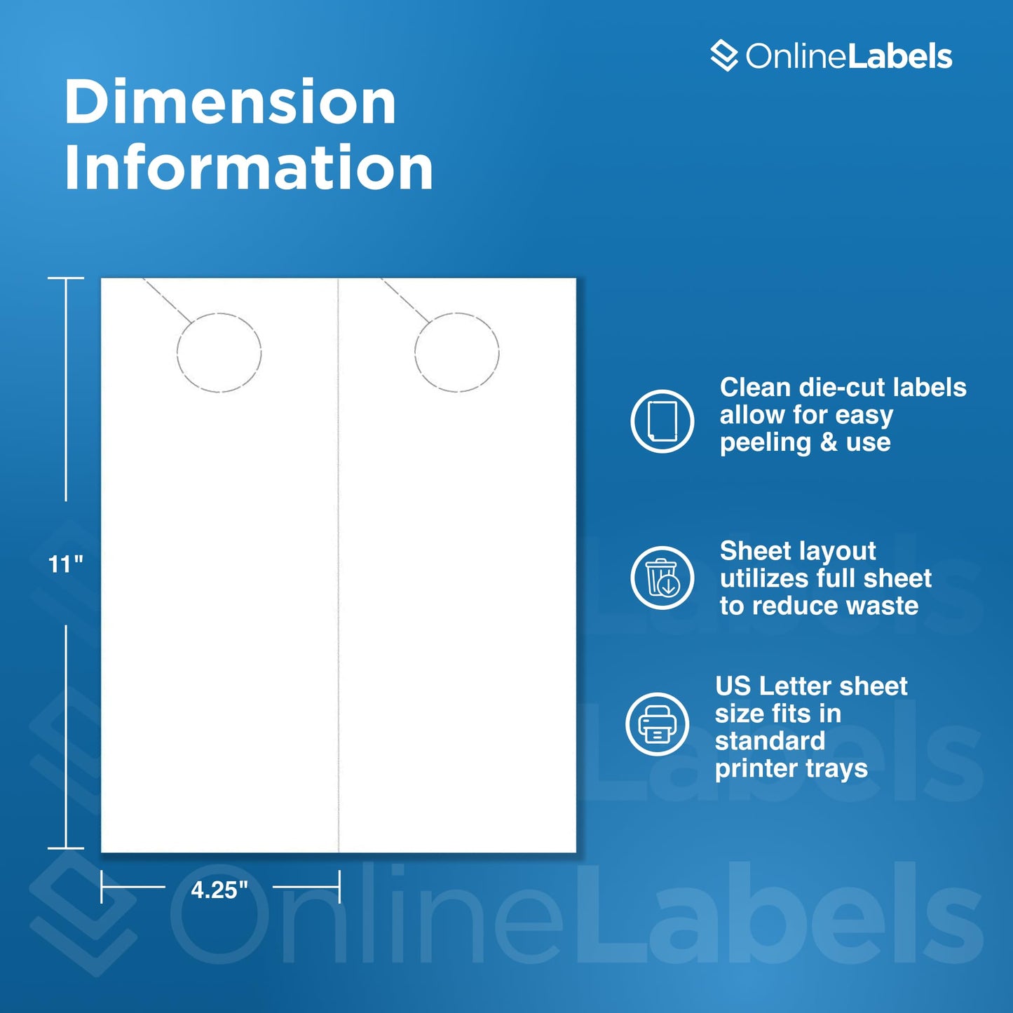 Door Hangers - 4.25 x 11 - Cardstock - Pack of 500, 250 Sheets - Inkjet/Laser Printer - Online Labels