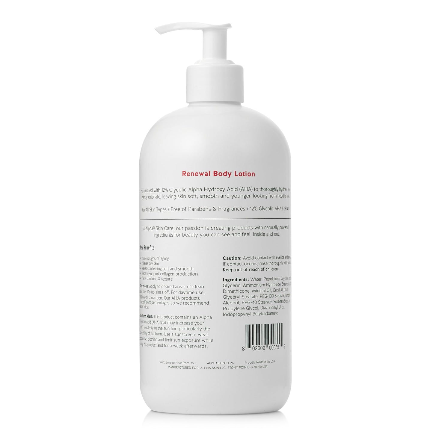 Alpha Skin Care Revitalizing Body Lotion, 12% Glycolic AHA, Simple & Effective Daily Moisturizer Hydroxy Acid, Hydrates & Exfoliates for Soft, Smooth Skin, Anti-Aging, 23 Oz