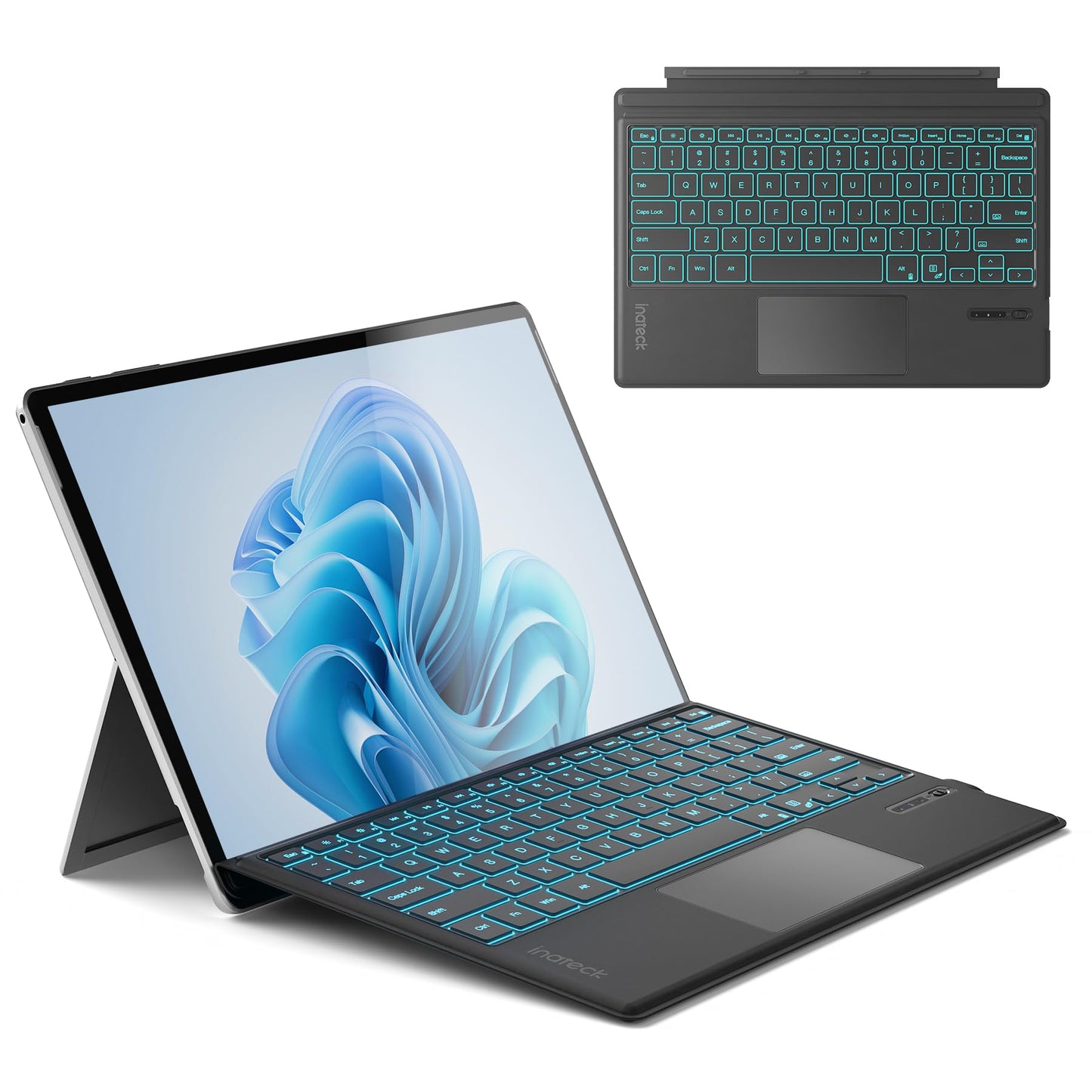 Inateck Surface Pro 7 Keyboard with Precision Touchpad, Bluetooth 5.3, 7-Color Backlight, Compatible with Surface Pro 7/7+/6/5/4, KB02027