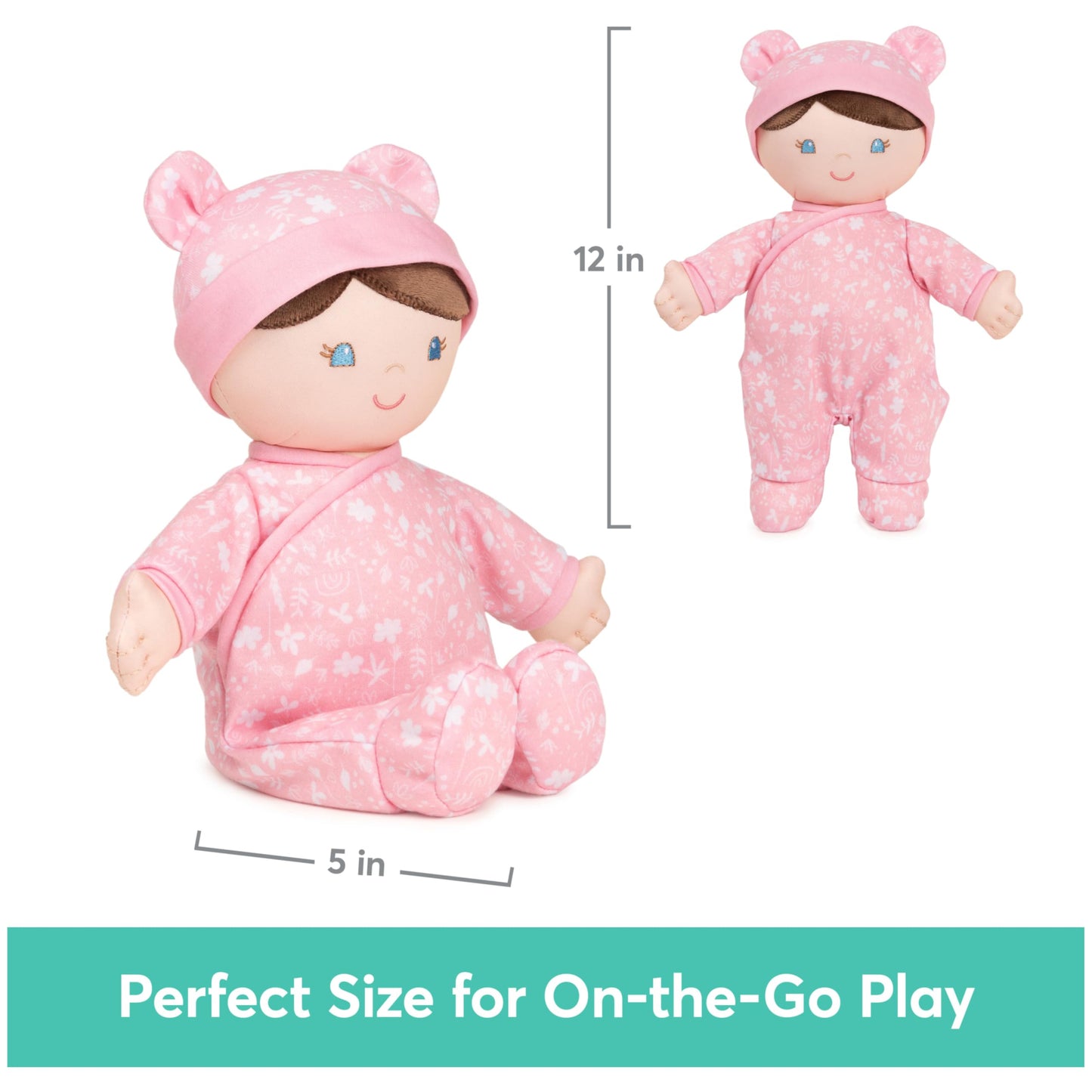 Baby GUND Sustainable Baby Doll, Plush Doll Made from Recycled Materials, for Newborns and Toddlers, Pink, 12”