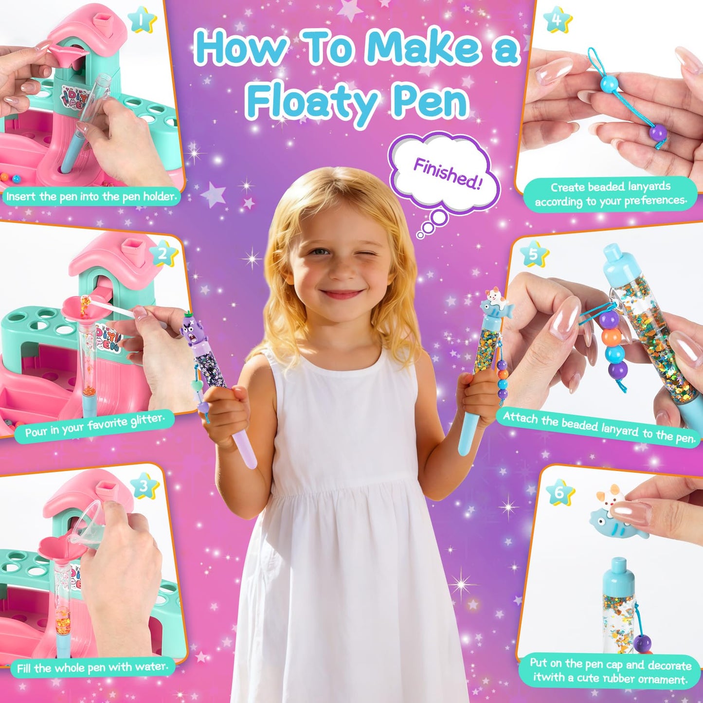 Subao 78+ DIY Glitter Gel Pens Making Kit,Pen Creator Studio,Make Your Own 15 Sparkly Colorful Pens,Creative Arts and Crafts for Kids,Birthday Xmas Gifts for Girls 5 6 7 8 9 10 11 12 Years Old