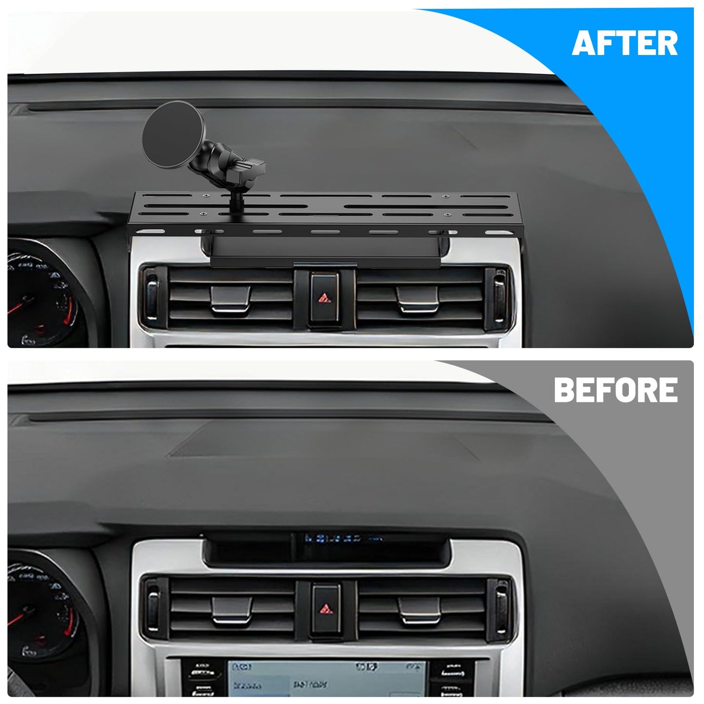 Surfcabin No-Drill Magnetic Dash Phone Holder for 4 Runner 2023 2022 2021 2020, Full Metal Heavy-Duty Console Extension Dash Phone Mount Compatible with 5th 4Runner 2010–2023, Fits Most Smartphones