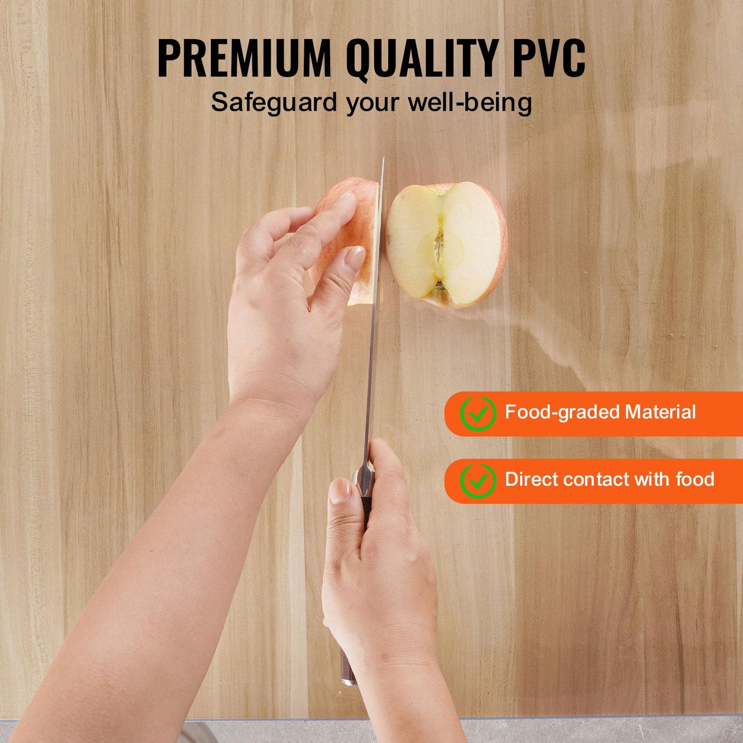 VEVOR Plastic Table Cover, 54 x 54 Inch 2.0 mm, Clear Square PVC Desk Mat Protector, Waterproof & Easy Cleaning Pad Tablecloth, for Office, Dresser, Dining Room, Night Stand