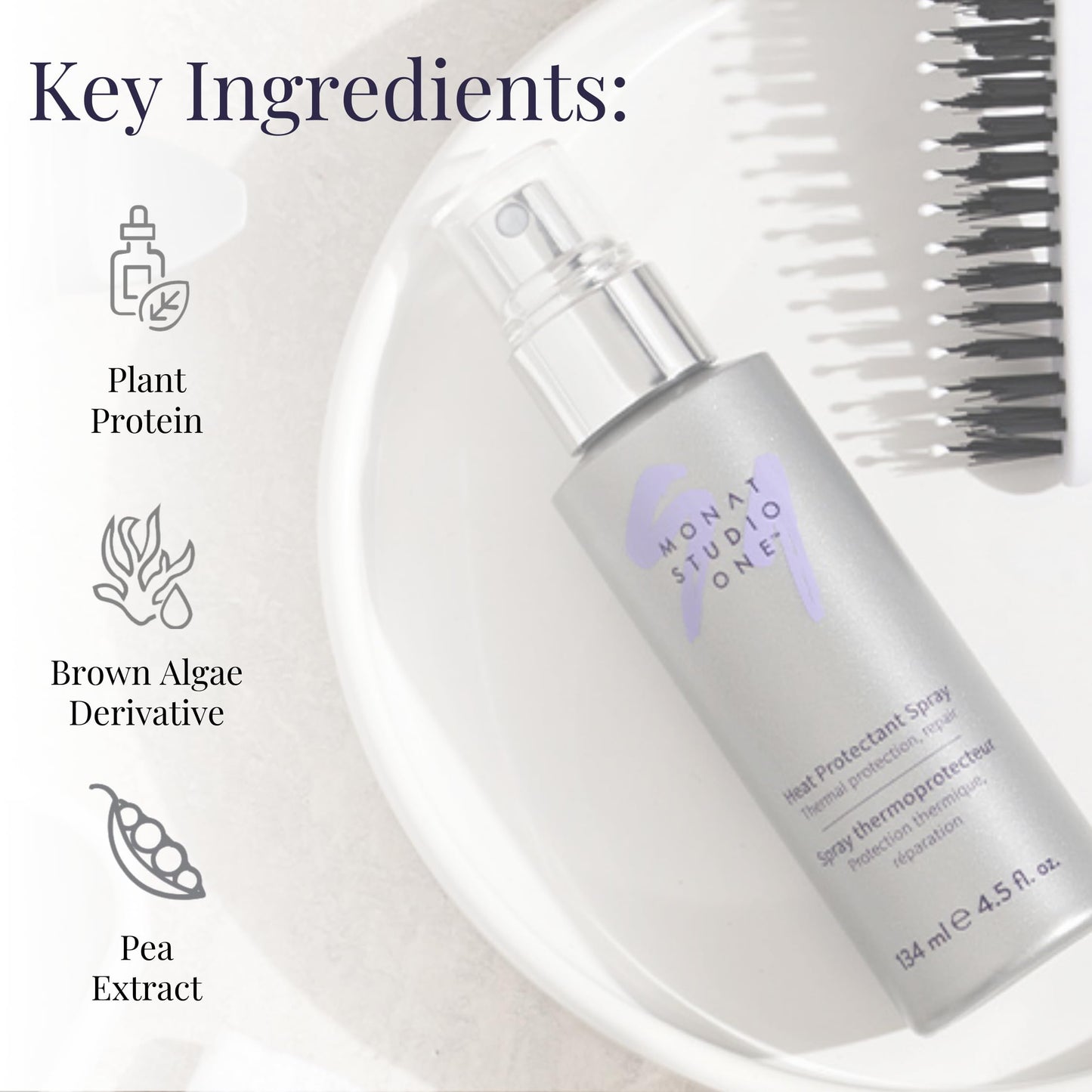 MONAT STUDIO ONE Heat Protectant Spray - 4.5 fl oz | Lightweight, Thermal Shield, Plant Protein & Algae Extract