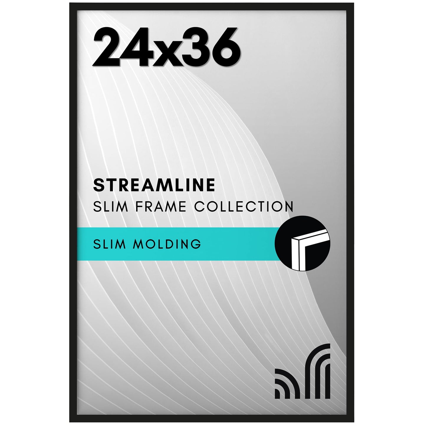 Americanflat 24x36 Poster Frame with Polished Plexiglass - Streamline Collection - Thin Border Picture Frame for Wall Display - Hanging Hardware Included - Black
