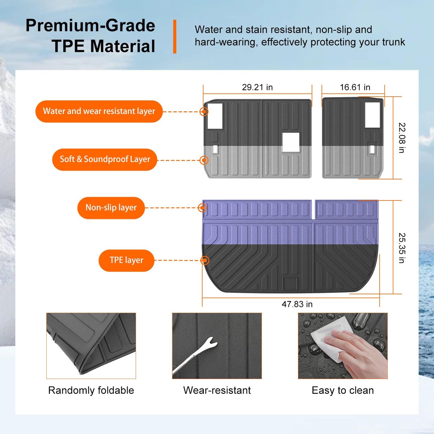 powoq Cargo Mat Compatible with 2009-2017 Chevy Traverse Trunk Mat 2008-2017 Buick Enclave Cargo Liner Trunk Liner Back Seat Protector Replacement for 2009-2017 Chevy Traverse Accessories