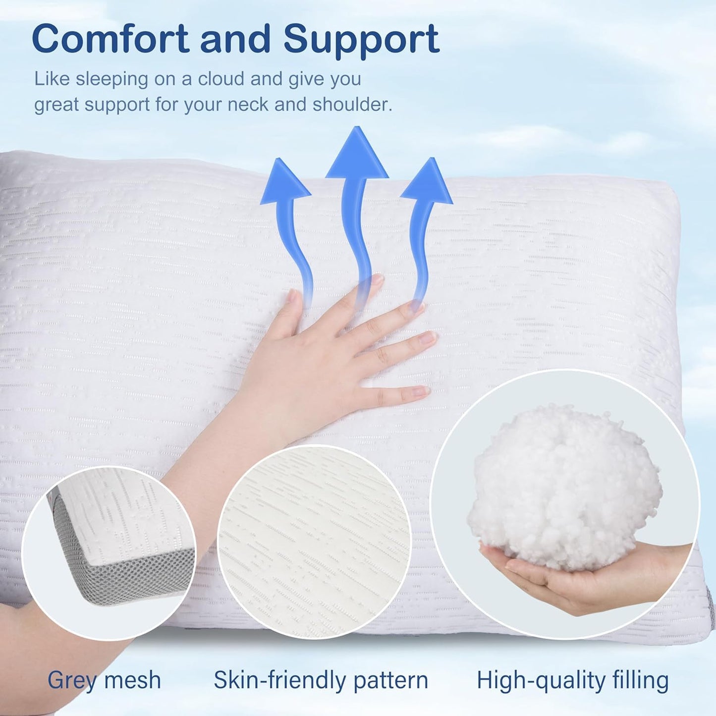 ACCURATEX Pillows King Size Set of 2, Rayon Derived from Bamboo Removable Cover, Shredded Memory Foam Pillow with Down Alternative Fill (Adjustable), Supportive Pillows for Side Back Sleepers