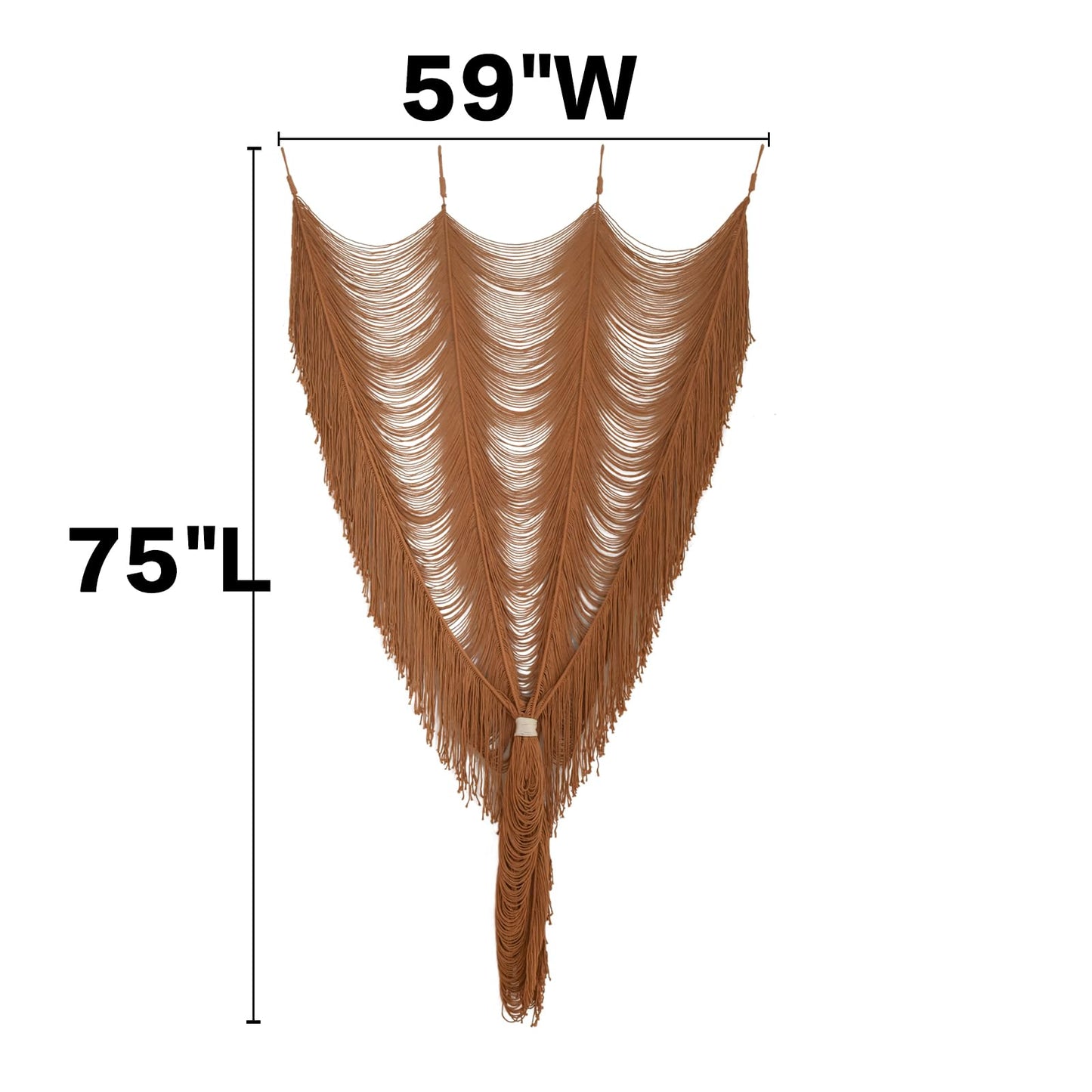 Macrame Curtain Boho Curtain Doorway Window Wall Decor Fiber Yarn Art Handwoven Wall Hanging Art Craftsmanship Home Door Bedroom Wedding Backdrop Arch,Closet Room Divider 59" W x 75" H (1 Panel,Khaki)