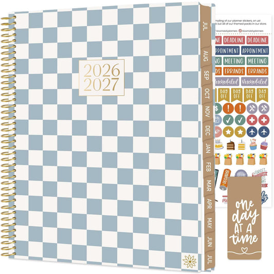 bloom daily planners 2026-2027 Planner (8.5” x 11") 13 Month Academic Year Organizer (July 2026 - July 2027) - Weekly & Monthly Agenda Book with Stickers & Tabs - Checkered