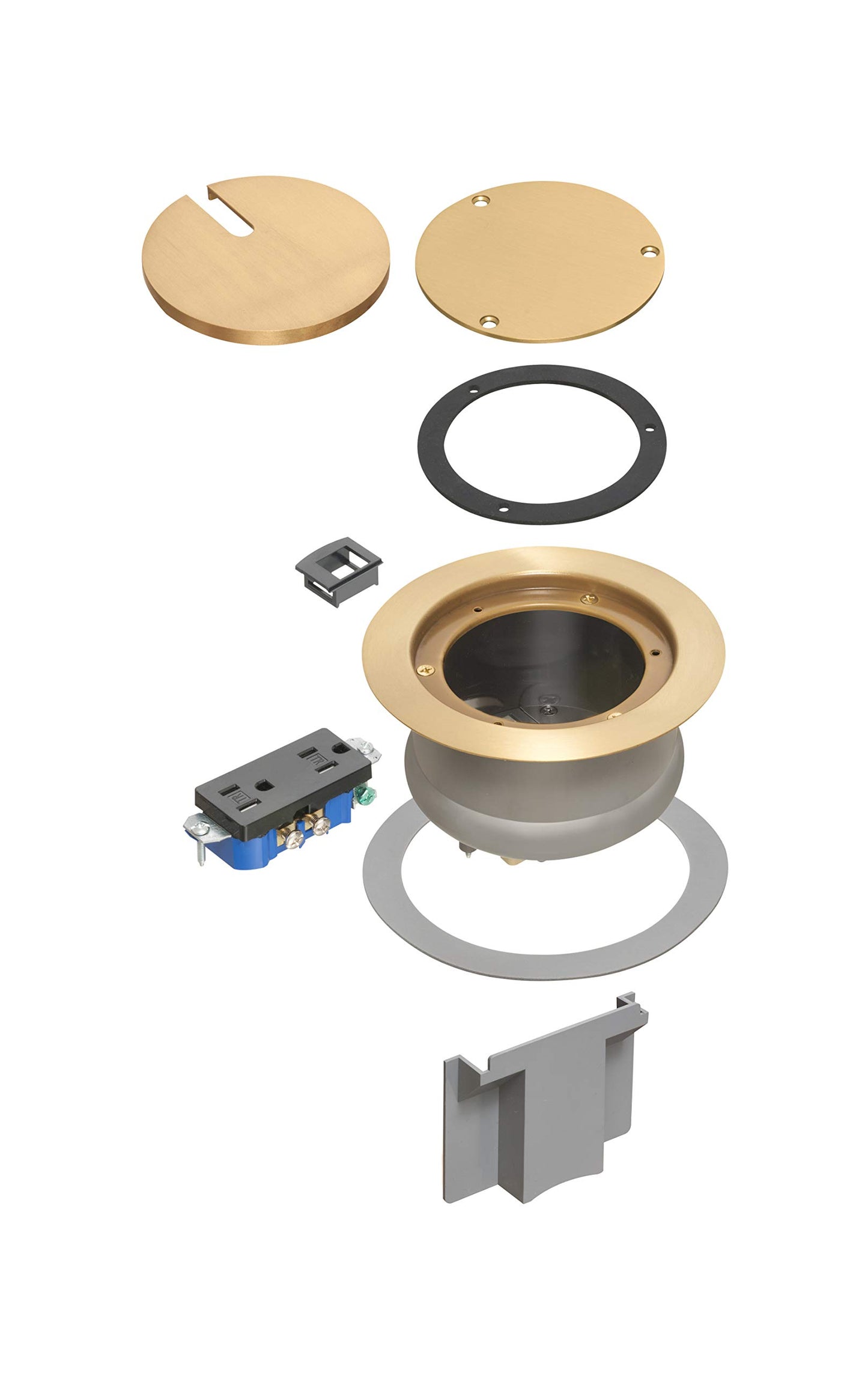 Arlington FLBC4580 Recessed Power and Data Round Floor Box for Existing or New Concrete Floor Boxes (Fits in Most 4.5" Inside Diameter Round PVC Concrete Floor Boxes) (Brass)
