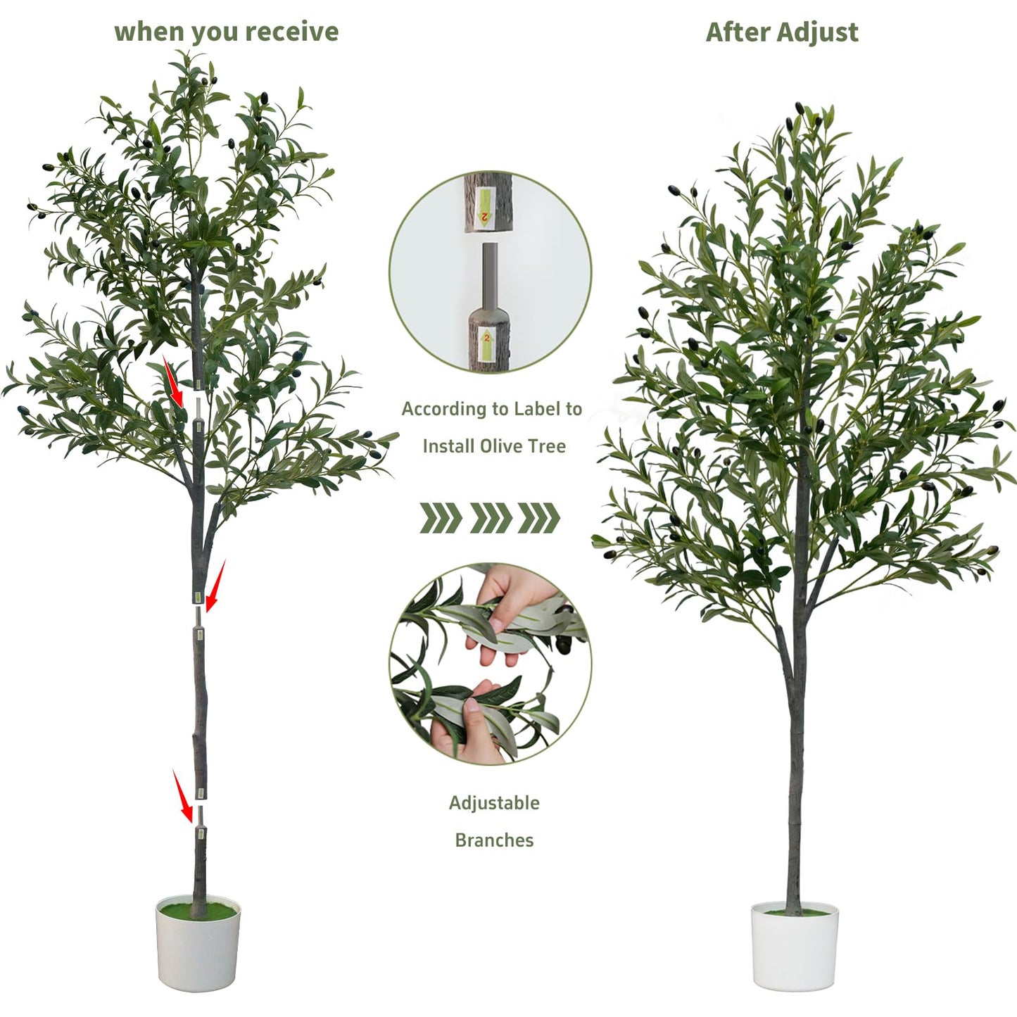6FT Artificial Olive Tree,Artificial Plants Indoor,Faux Olive Tree Indoor with Natural Wood Trunk and Realistic Leaves and Fruits for Home Office Decor