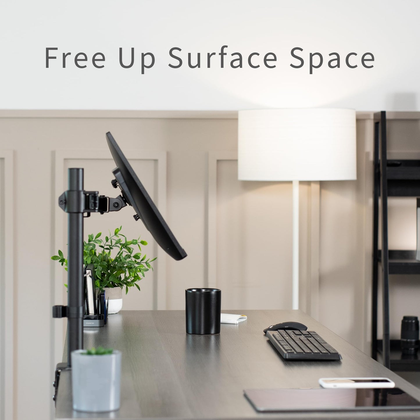 VIVO Single Monitor Arm Desk Mount, Holds Screens up to 32 inch Regular and 38 inch Ultrawide, Fully Adjustable Stand with C-Clamp and Grommet Base, VESA 75x75mm or 100x100mm, Black, STAND-V001
