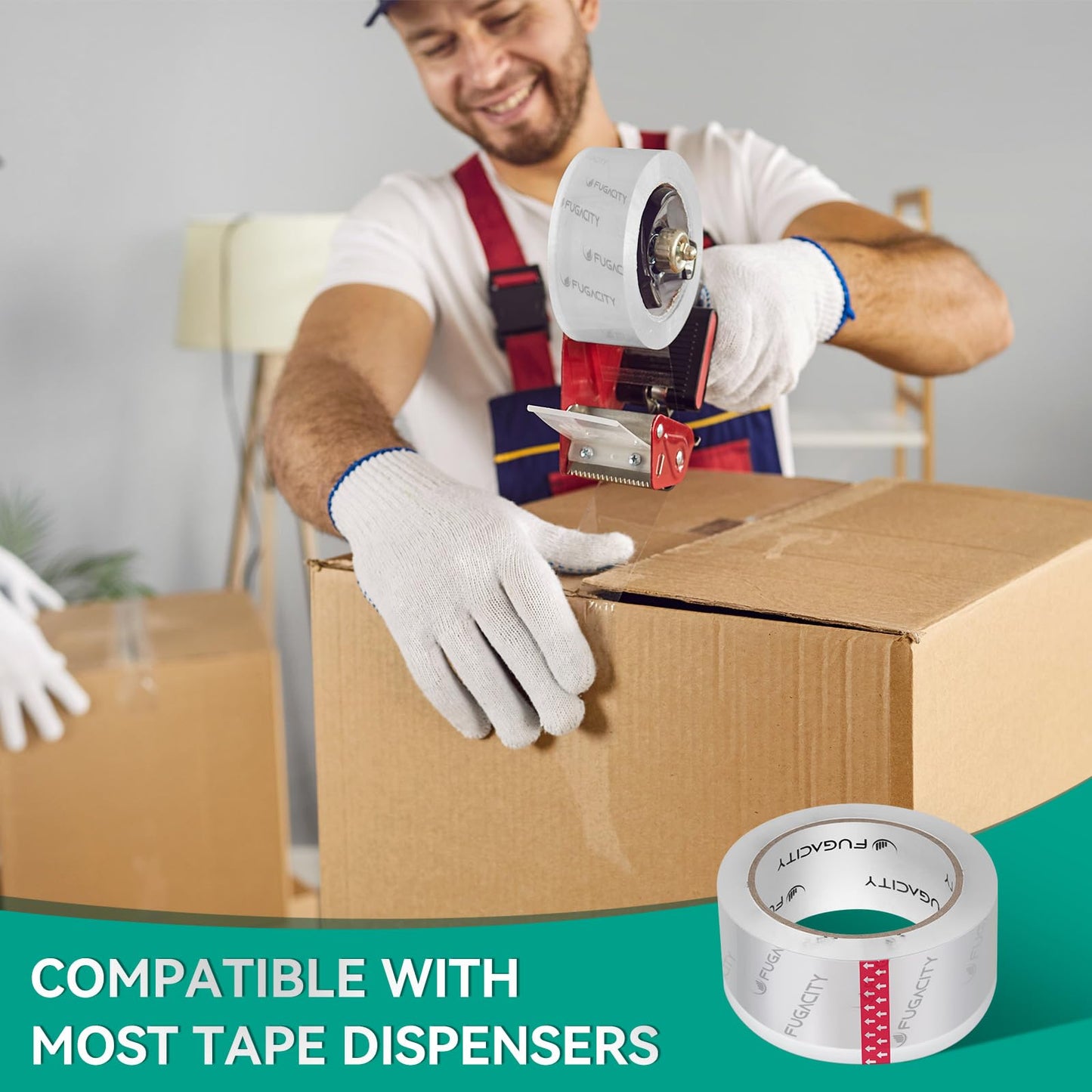 FugaCity Clearer Packing Tape Refills (24 Rolls),Heavy Duty Packaging Tape for Moving Sealing, Moving Supplies Shipping Tape,2.7 Mil Thick, 1.88 in Wide,65 Yards Per Roll,Total 1560 Yards