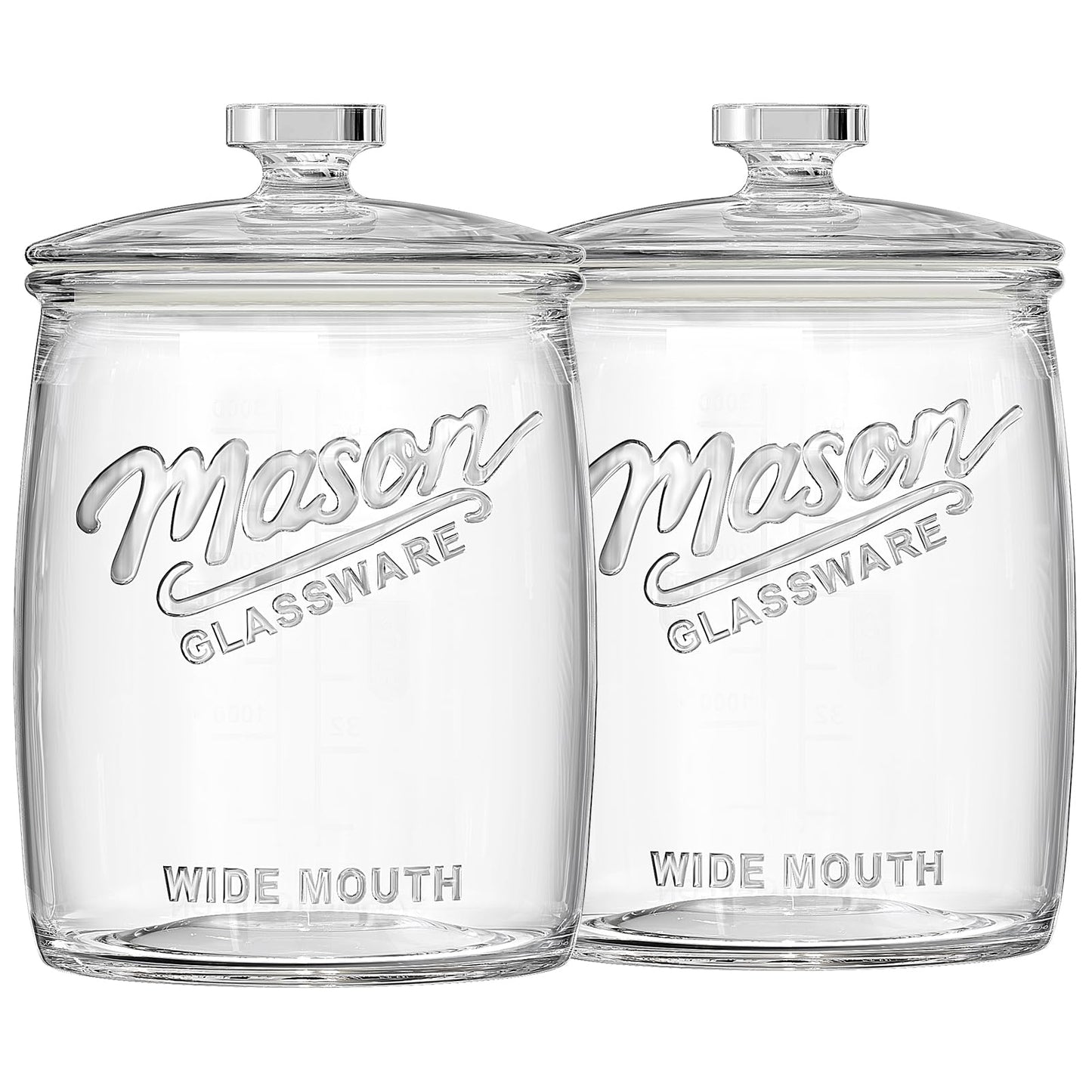 Folinstall 2 Pack 1 Gallon Glass Cookie Jar, Large Glass Jar with Airtight lid, Glass Food Storage Container for Cookies, Candy, Flour, Dog Treats, Coffee, Apothecary Jars
