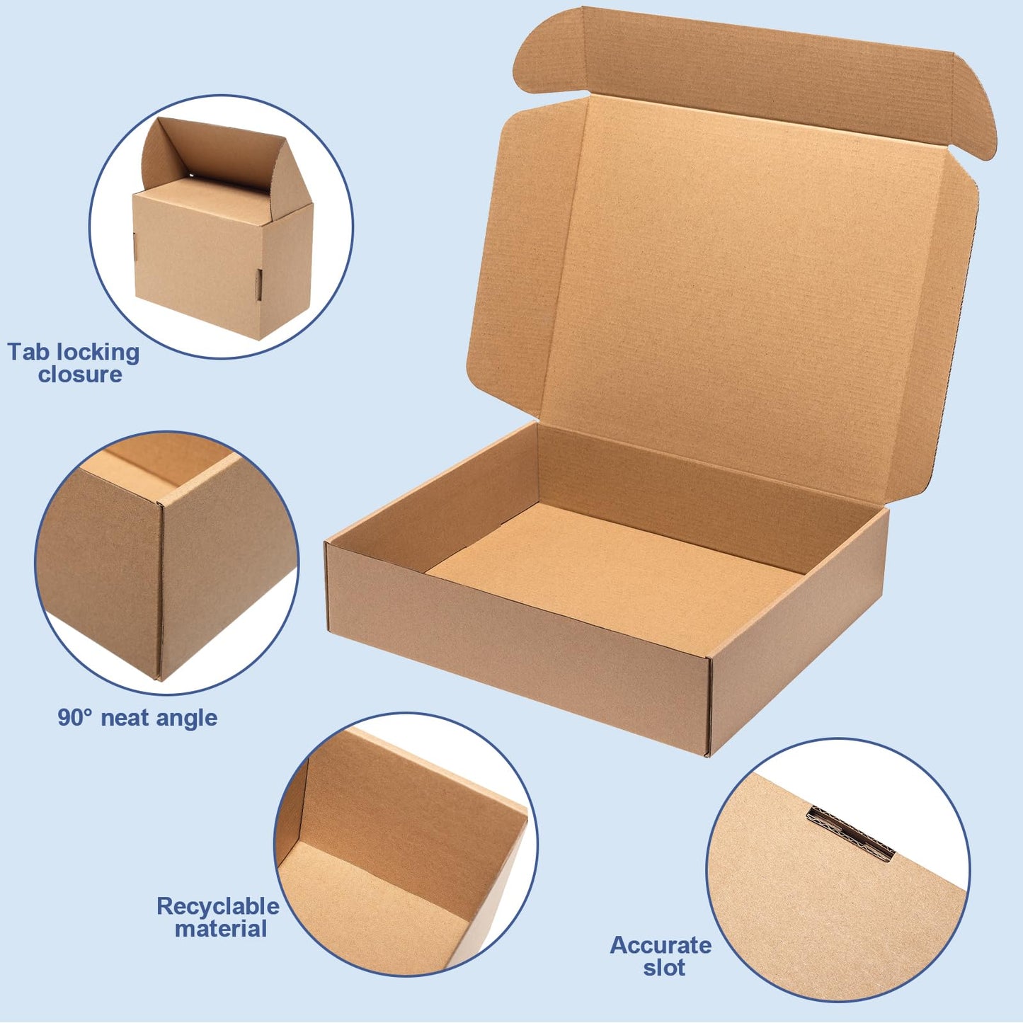 Wowxyz Shipping Boxes 13x11x3 Inches 20 Pack Corrugated Cardboard Mailing Boxes for Small Business, Kraft Medium Literature Mailer Packaging Supplies Brown