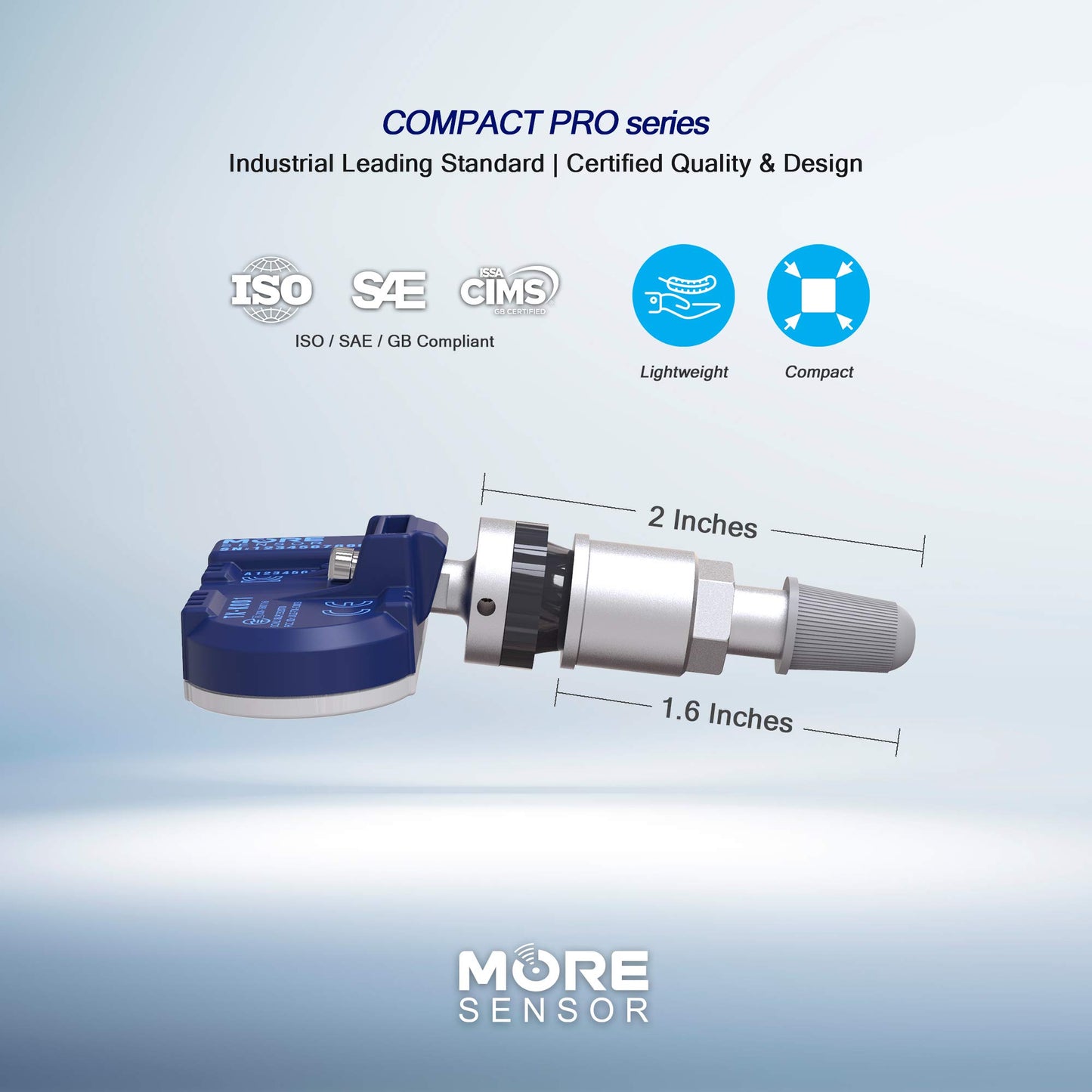 MORESENSOR Compact PRO Series 433MHz TPMS Tire Pressure Sensor 4-Pack | Preprogrammed for Select 130+ European Brand Models | Replacement for 0025406917 | Clamp-in | KX-S047-4