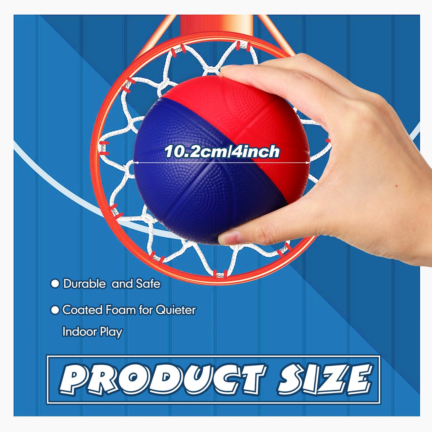 JellyArch 6 Pcs Foam Mini Basketball 4 Inch Mini Hoop Ball Small Squeeze Stress Balls Soft Quiet Bouncy Ball Foam Basketball for Indoor Outdoor Sport Theme Party Game Gifts(Blue, Red)