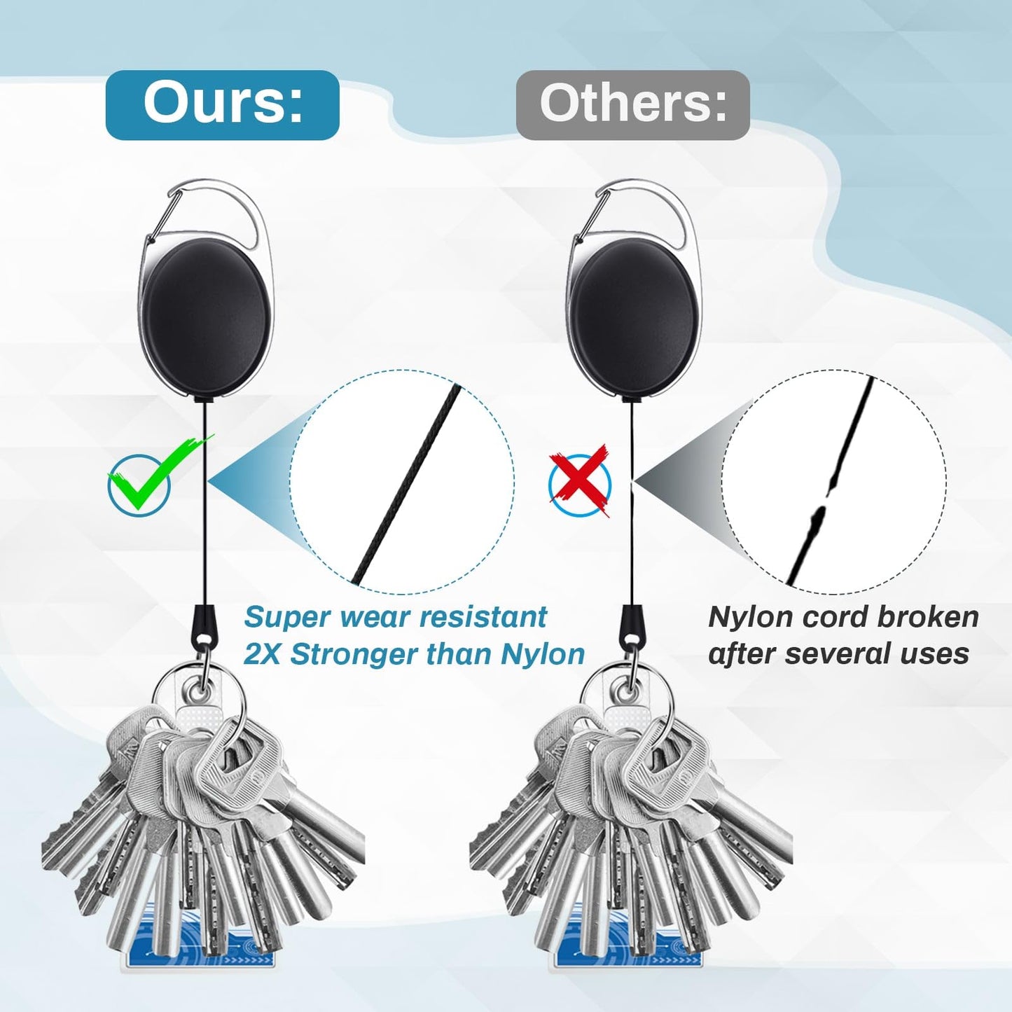 60 Pcs Badge Reels Retractable Bulk ID Badge Holders Retractable Lanyards with Carabiner Reel Clip for Keys, Badge Name Card Holder