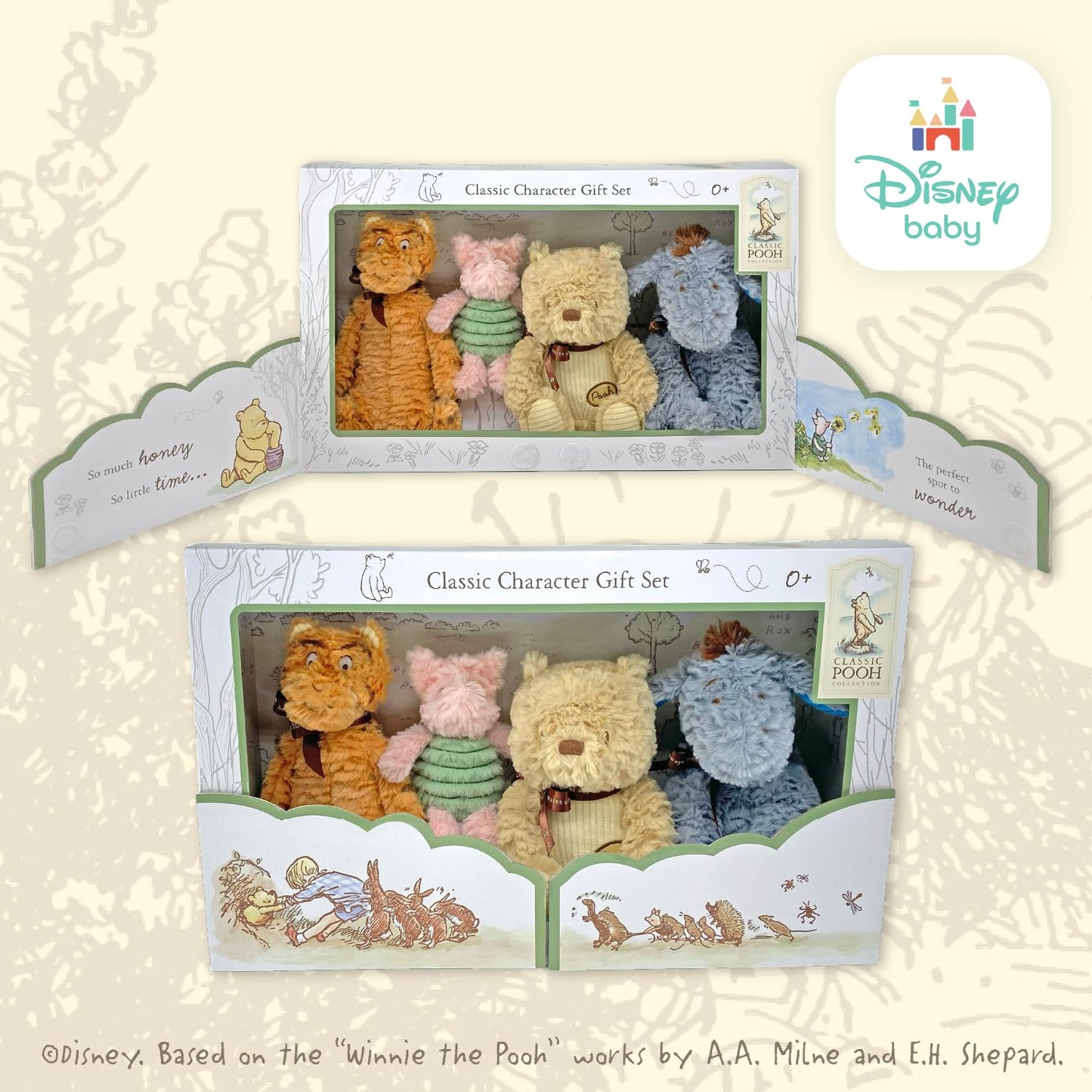Kids Preferred Disney Baby Classic Winnie The Pooh and Friends 4 Piece Plush Collecter Set Stuffed Animals