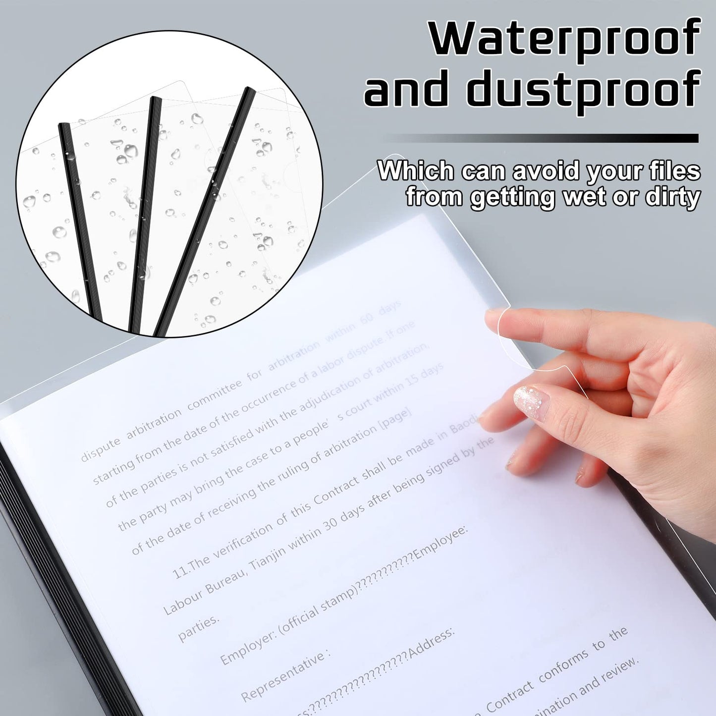 Thenshop 100 Pcs Clear Report Covers with Sliding Bars Sliding Bar File Folder Binder Plastic Report Folder for File Paper Book Resume Letter Office, 30 Sheet Capacity(Black)