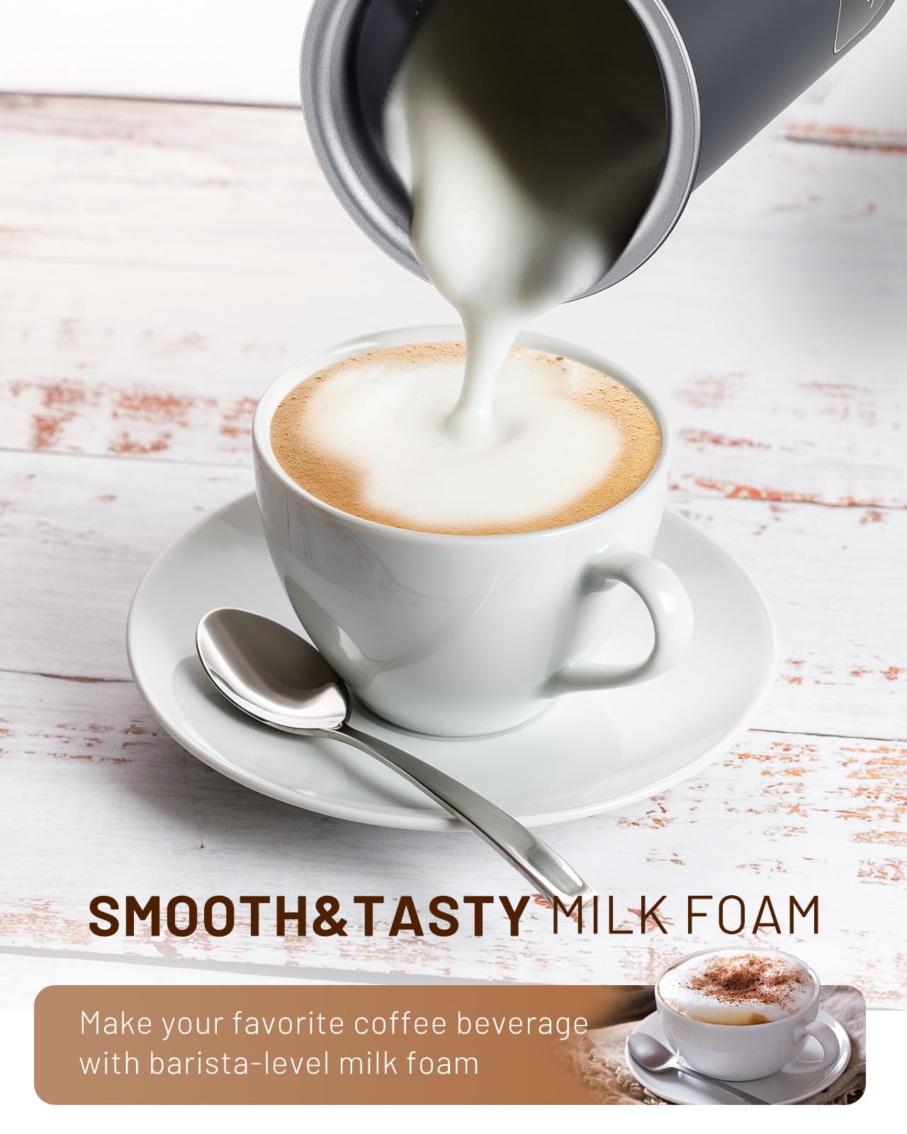 SIMPLETASTE Milk Frother, 4-in-1 Electric Milk Steamer with LED Touch Screen, Automatic Warm and Cold Foam Maker and Milk Warmer for Latte, Cappuccinos, Macchiato
