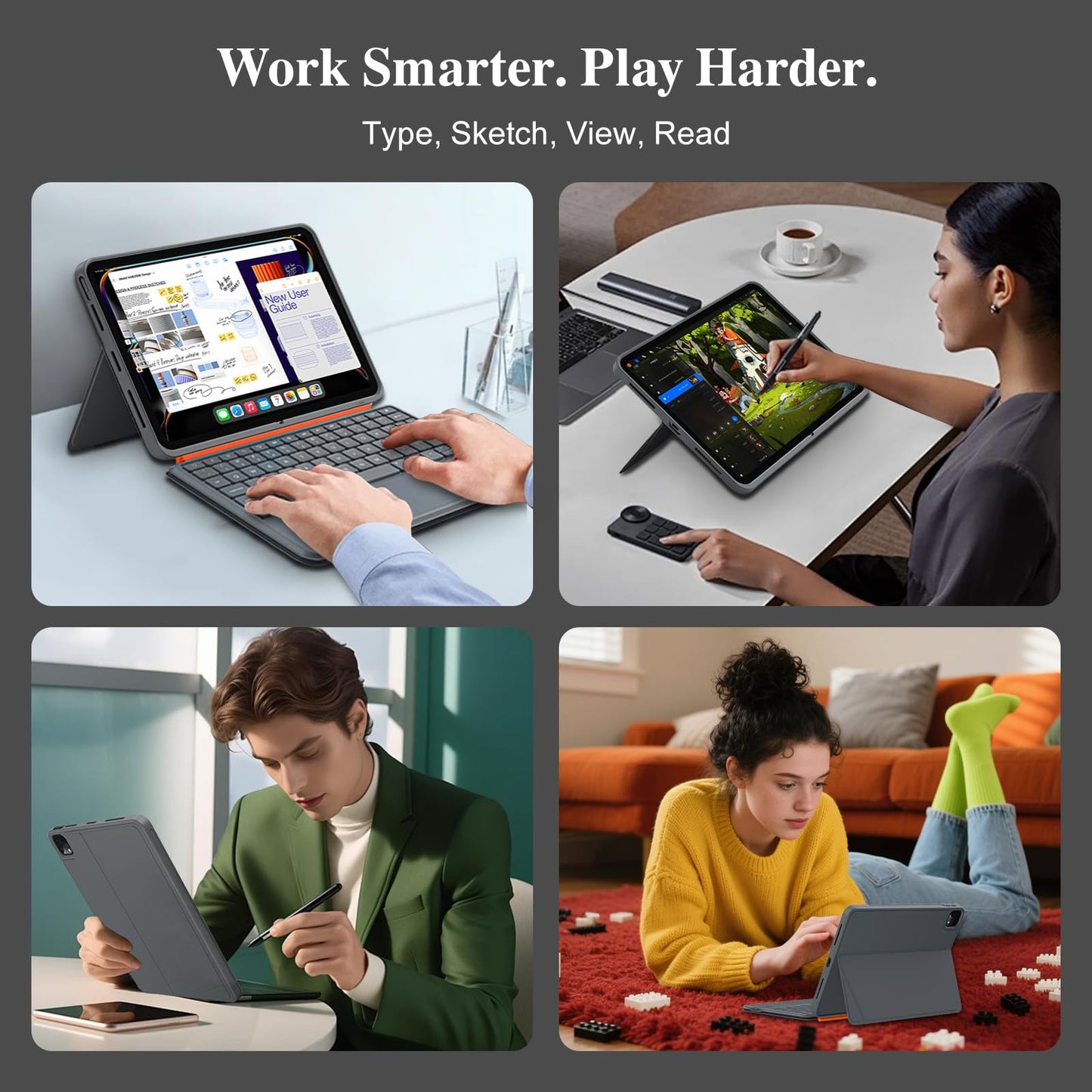 iPad Air 11 inch Case with Keyboard (M3 M2 2025 2024),Pro 11,iPad A16 11th/10th,Flex Magnetic Detachable Keyboard with Trackpad,Backlit Keys,Adjustable Stand,Slim for Air 5th/4th Gen 10.9 inch (Gray)
